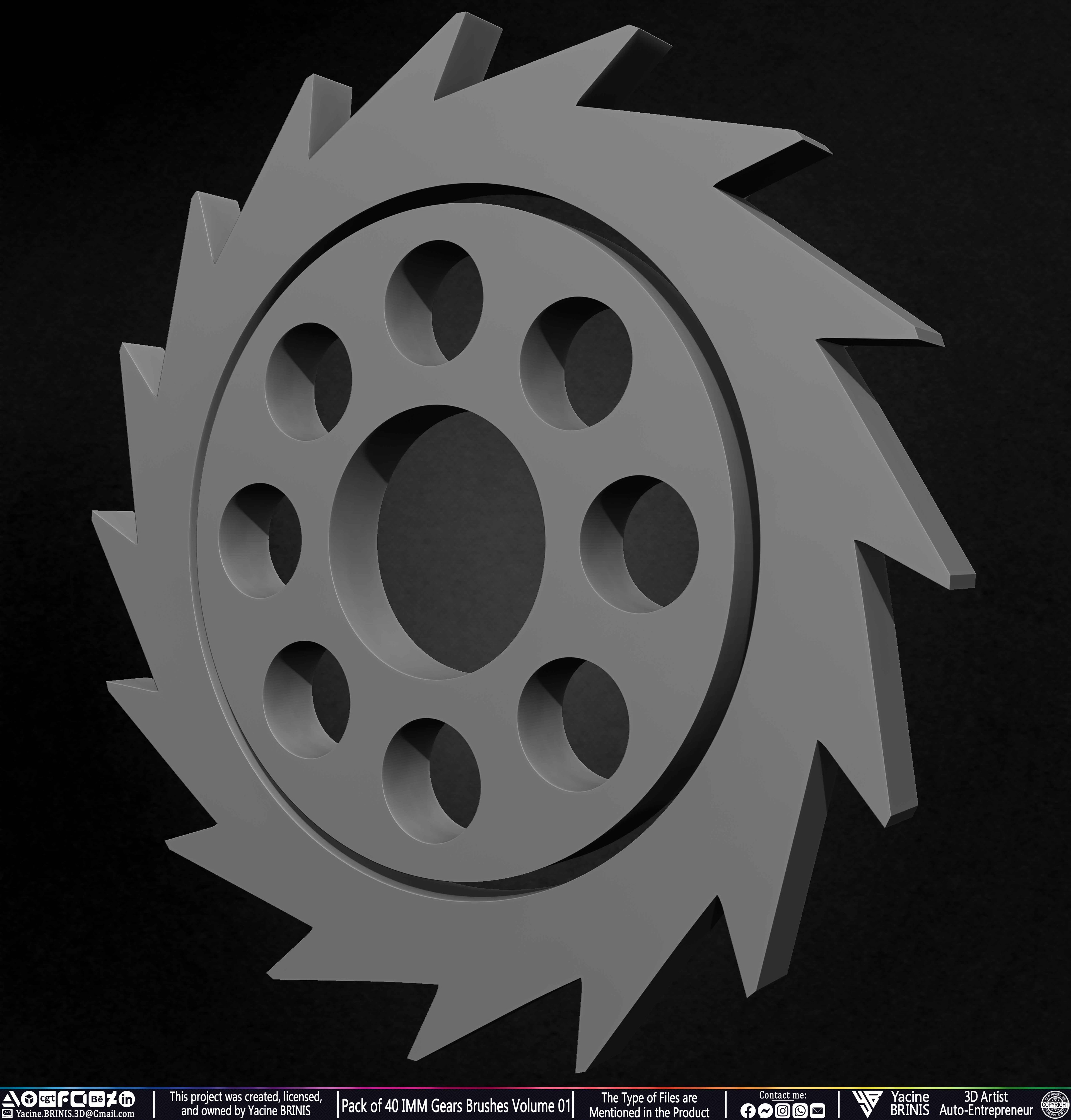 Pack of 40 IMM Gears Brushes and Kitbash Volume 01 Sculpted by Yacine BRINIS Set 027