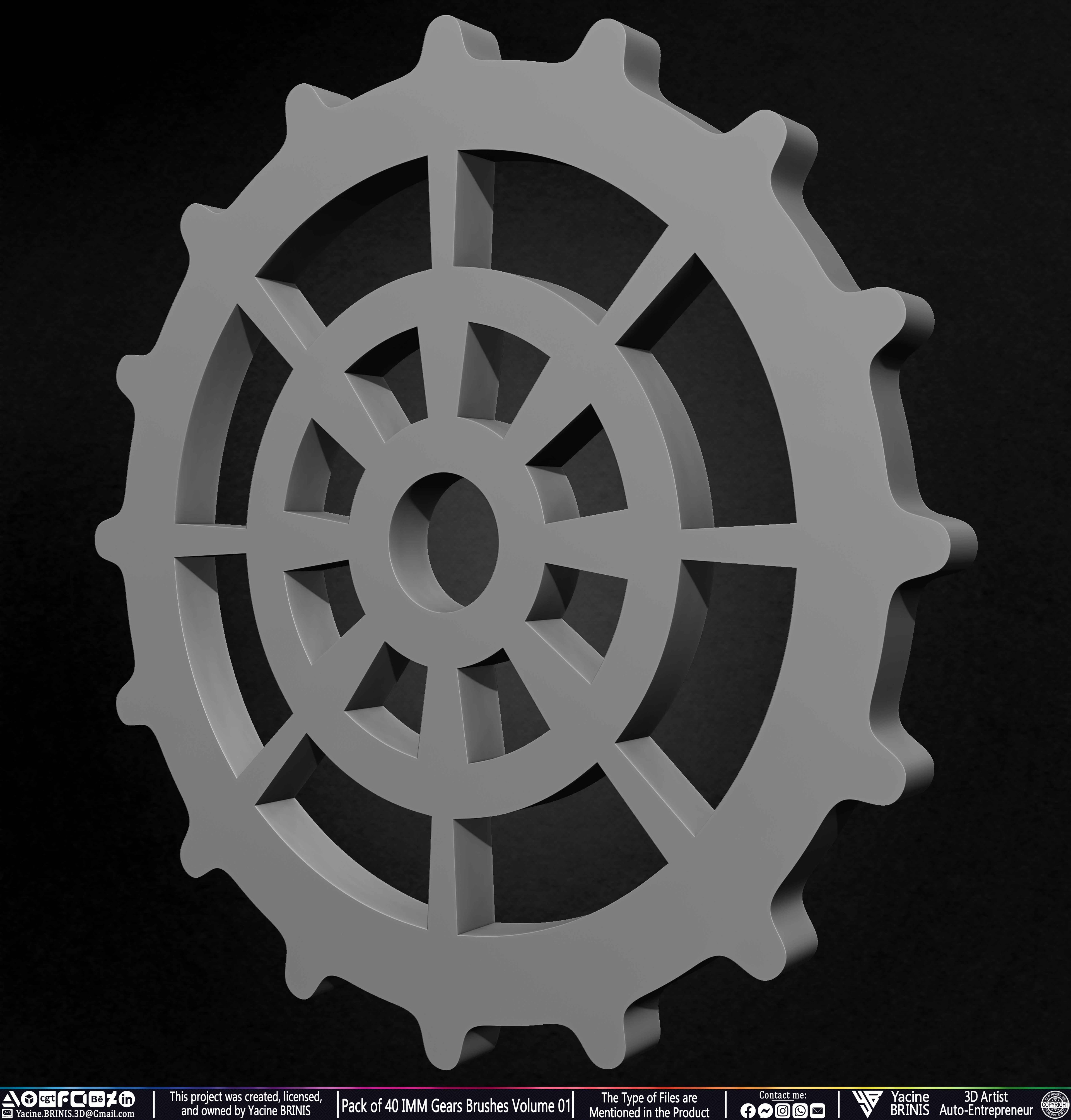 Pack of 40 IMM Gears Brushes and Kitbash Volume 01 Sculpted by Yacine BRINIS Set 030