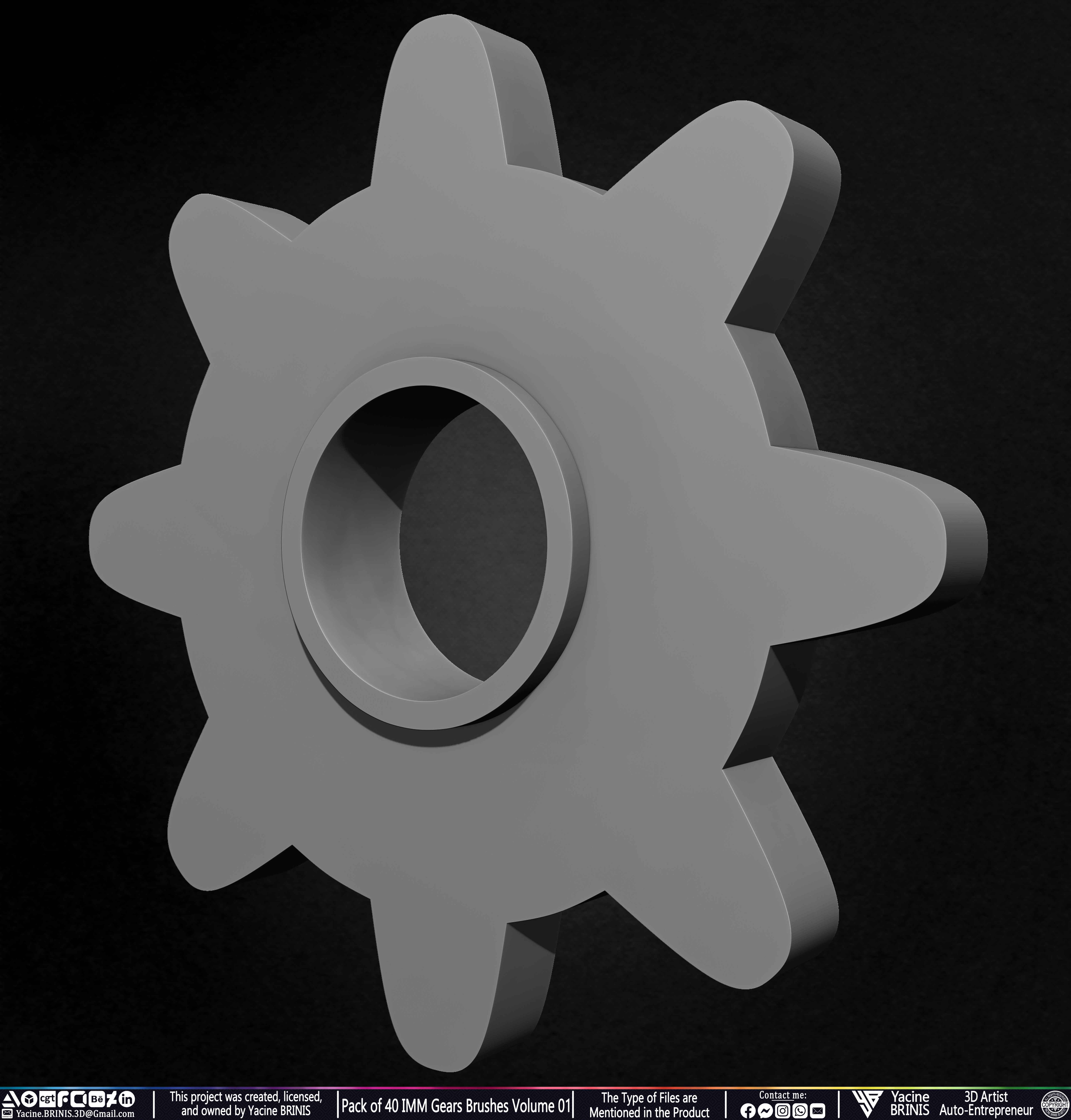 Pack of 40 IMM Gears Brushes and Kitbash Volume 01 Sculpted by Yacine BRINIS Set 031