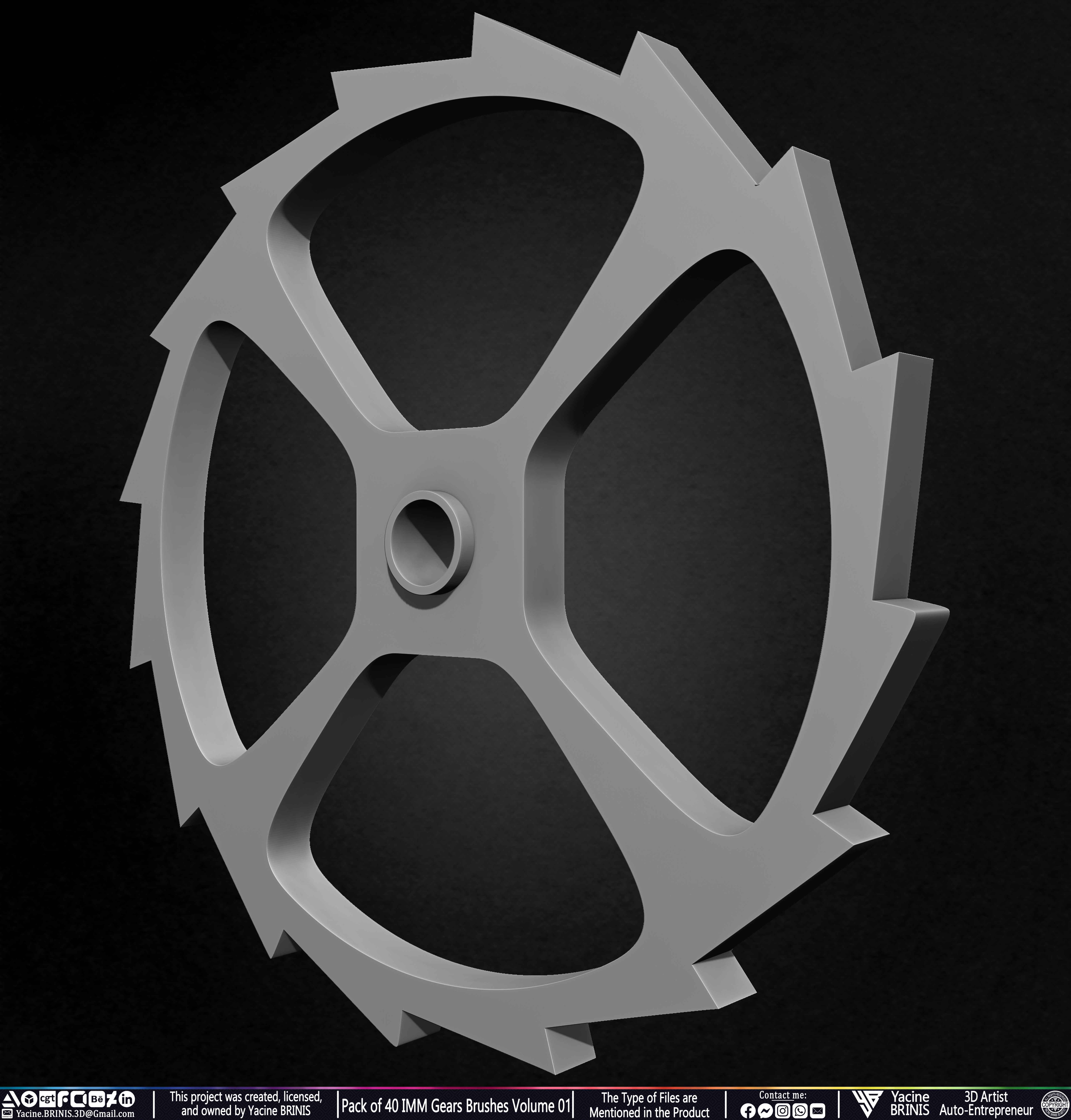 Pack of 40 IMM Gears Brushes and Kitbash Volume 01 Sculpted by Yacine BRINIS Set 035