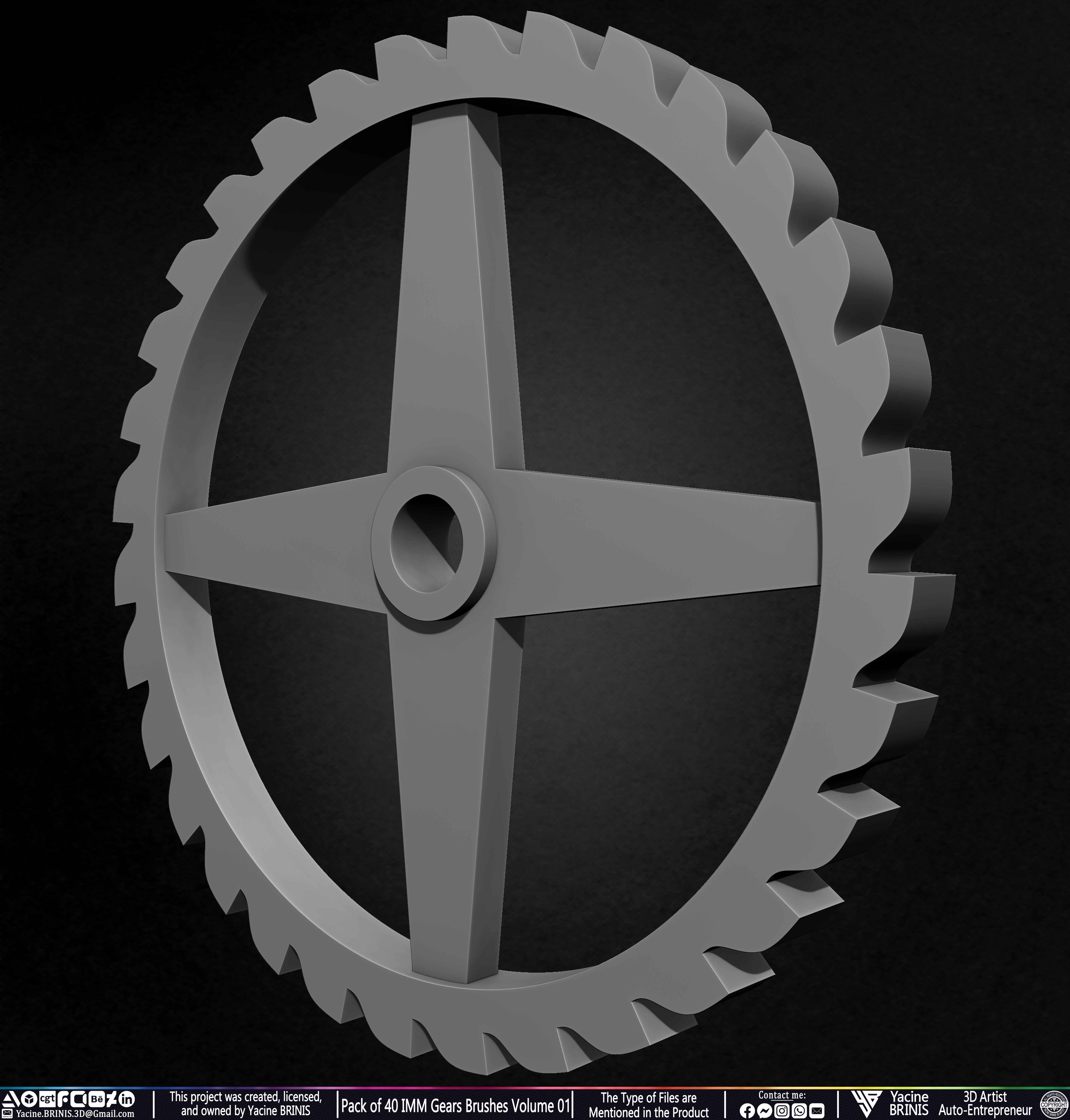 Pack of 40 IMM Gears Brushes and Kitbash Volume 01 Sculpted by Yacine BRINIS Set 036