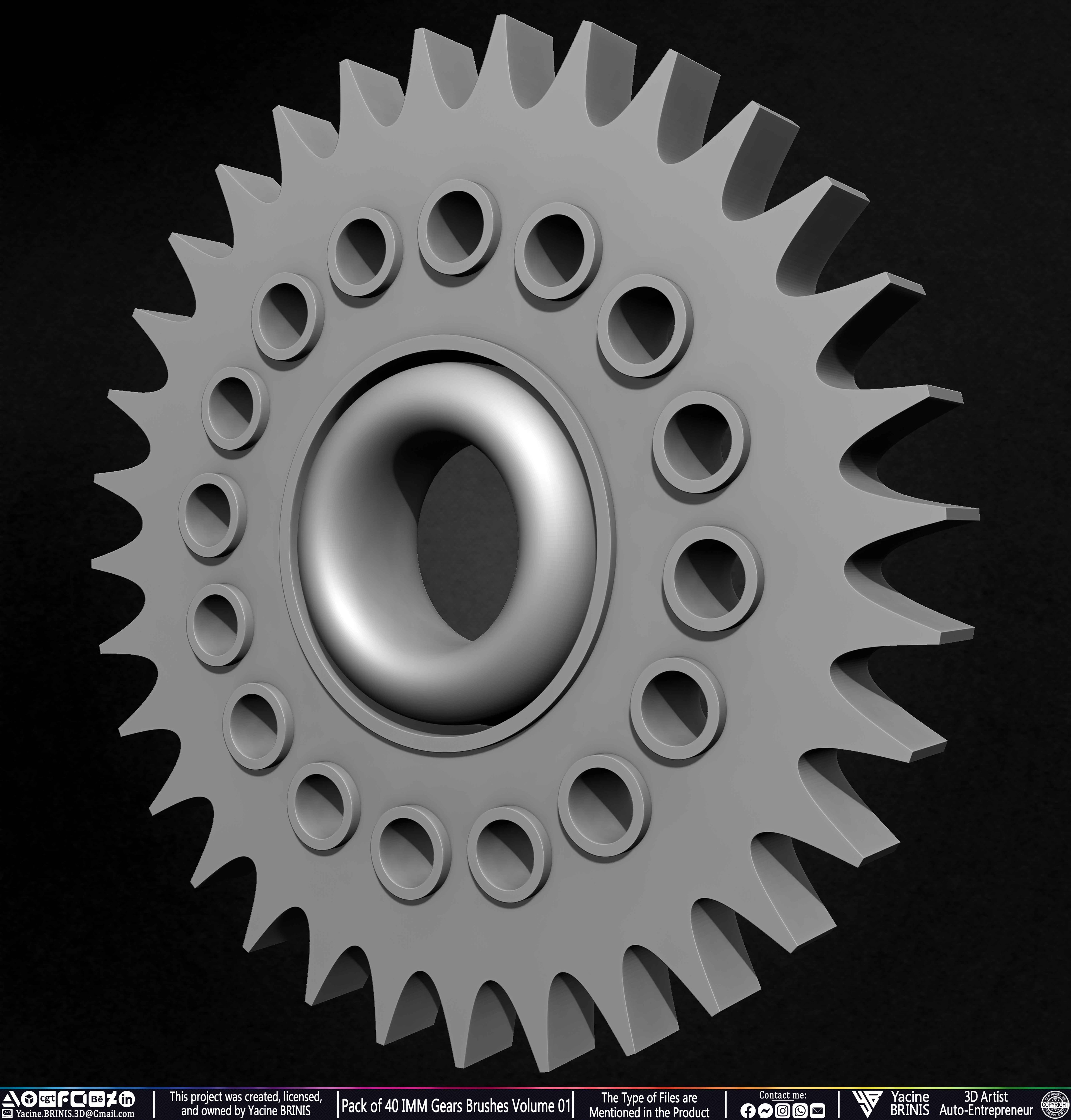 Pack of 40 IMM Gears Brushes and Kitbash Volume 01 Sculpted by Yacine BRINIS Set 043