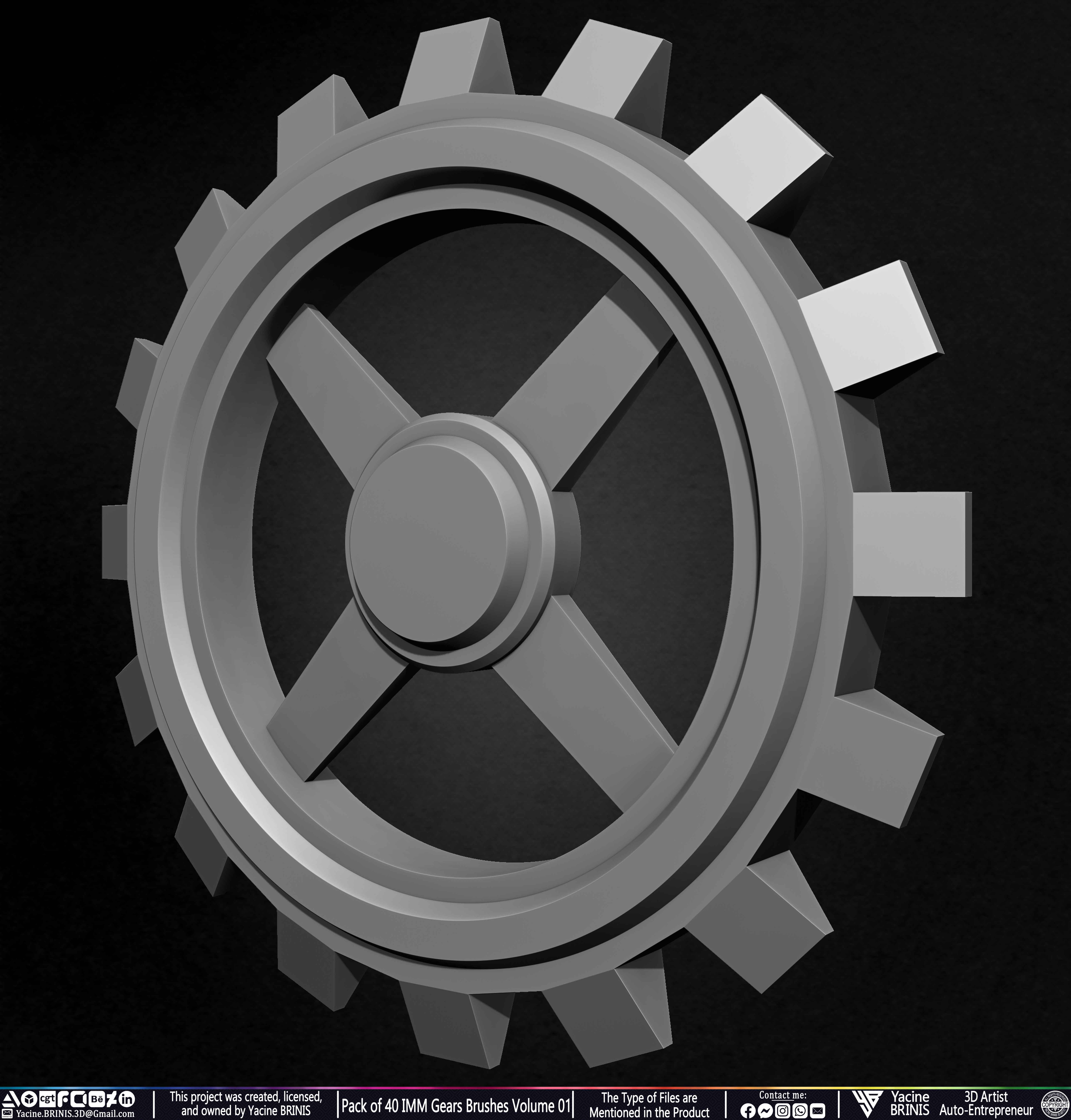 Pack of 40 IMM Gears Brushes and Kitbash Volume 01 Sculpted by Yacine BRINIS Set 045