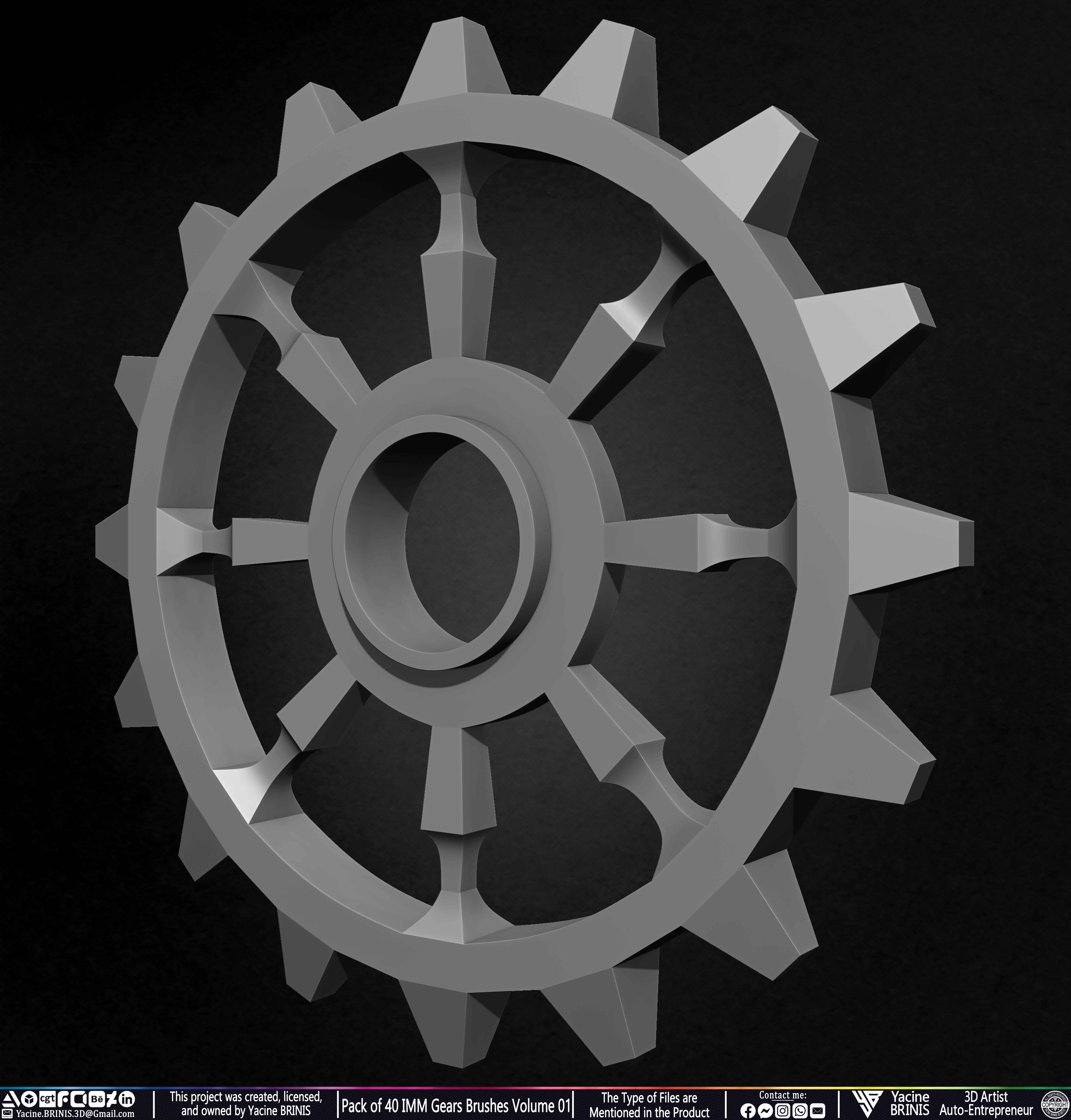 Pack of 40 IMM Gears Brushes and Kitbash Volume 01 Sculpted by Yacine BRINIS Set 046