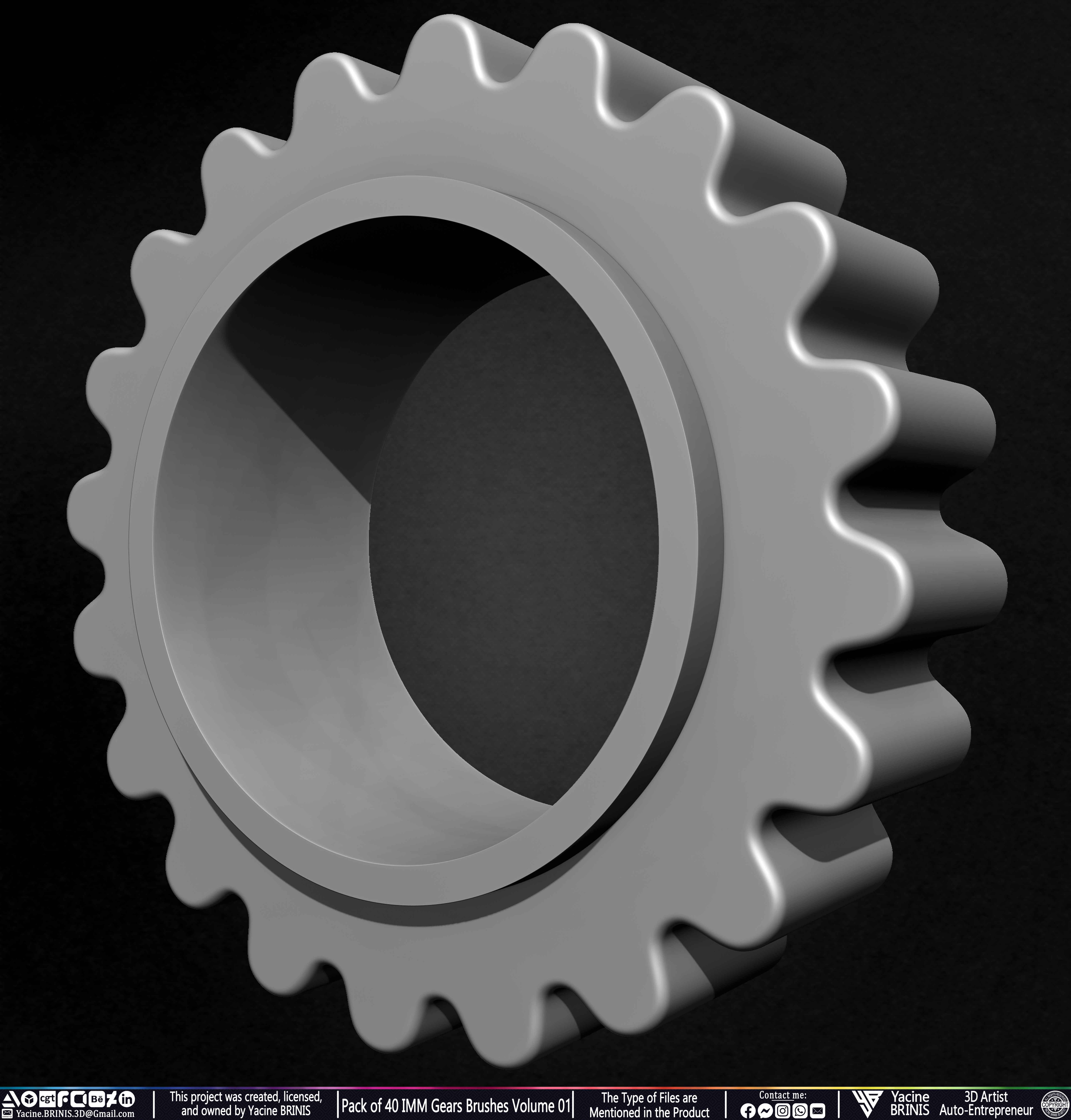 Pack of 40 IMM Gears Brushes and Kitbash Volume 01 Sculpted by Yacine BRINIS Set 050