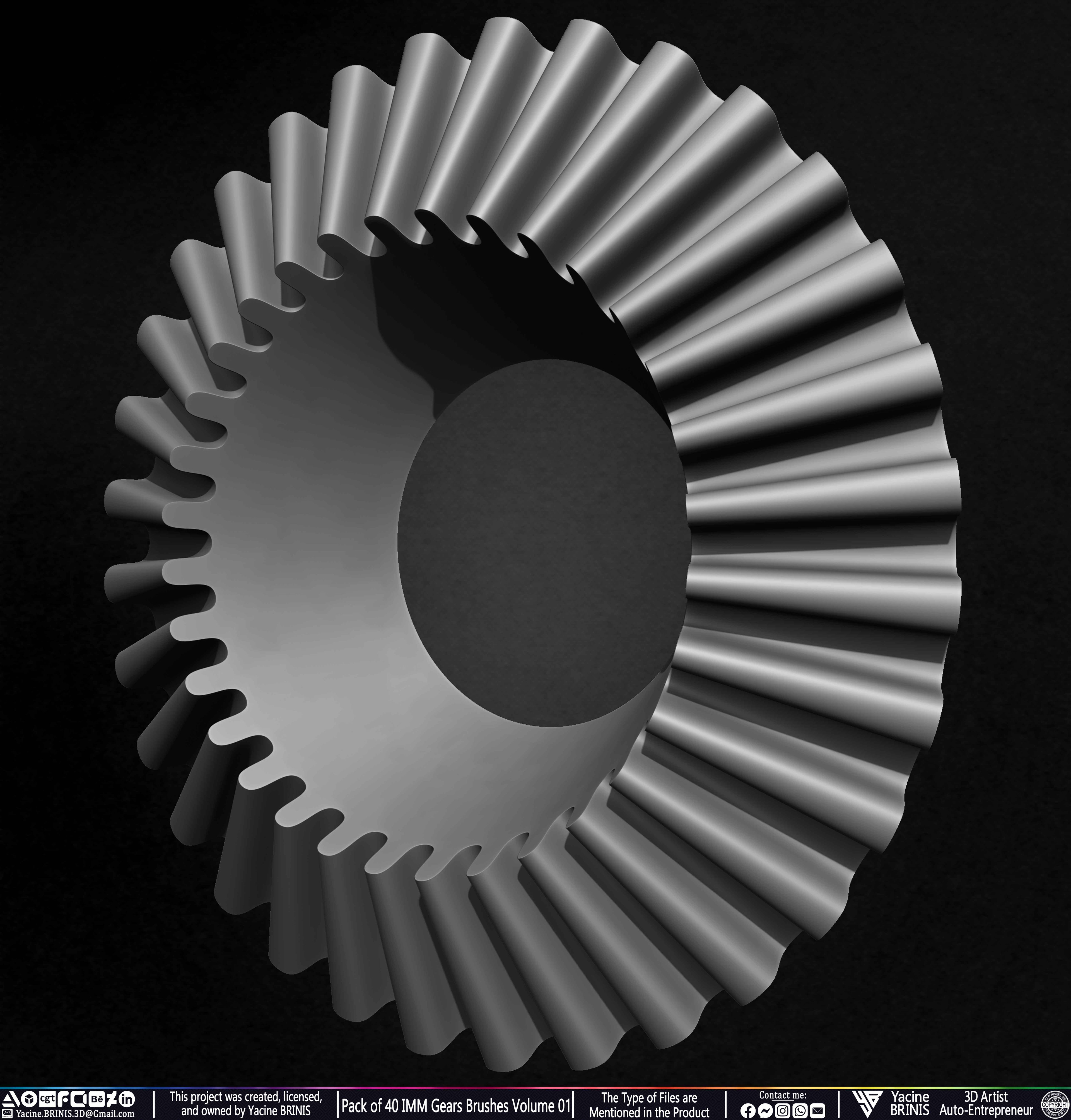 Pack of 40 IMM Gears Brushes and Kitbash Volume 01 Sculpted by Yacine BRINIS Set 051