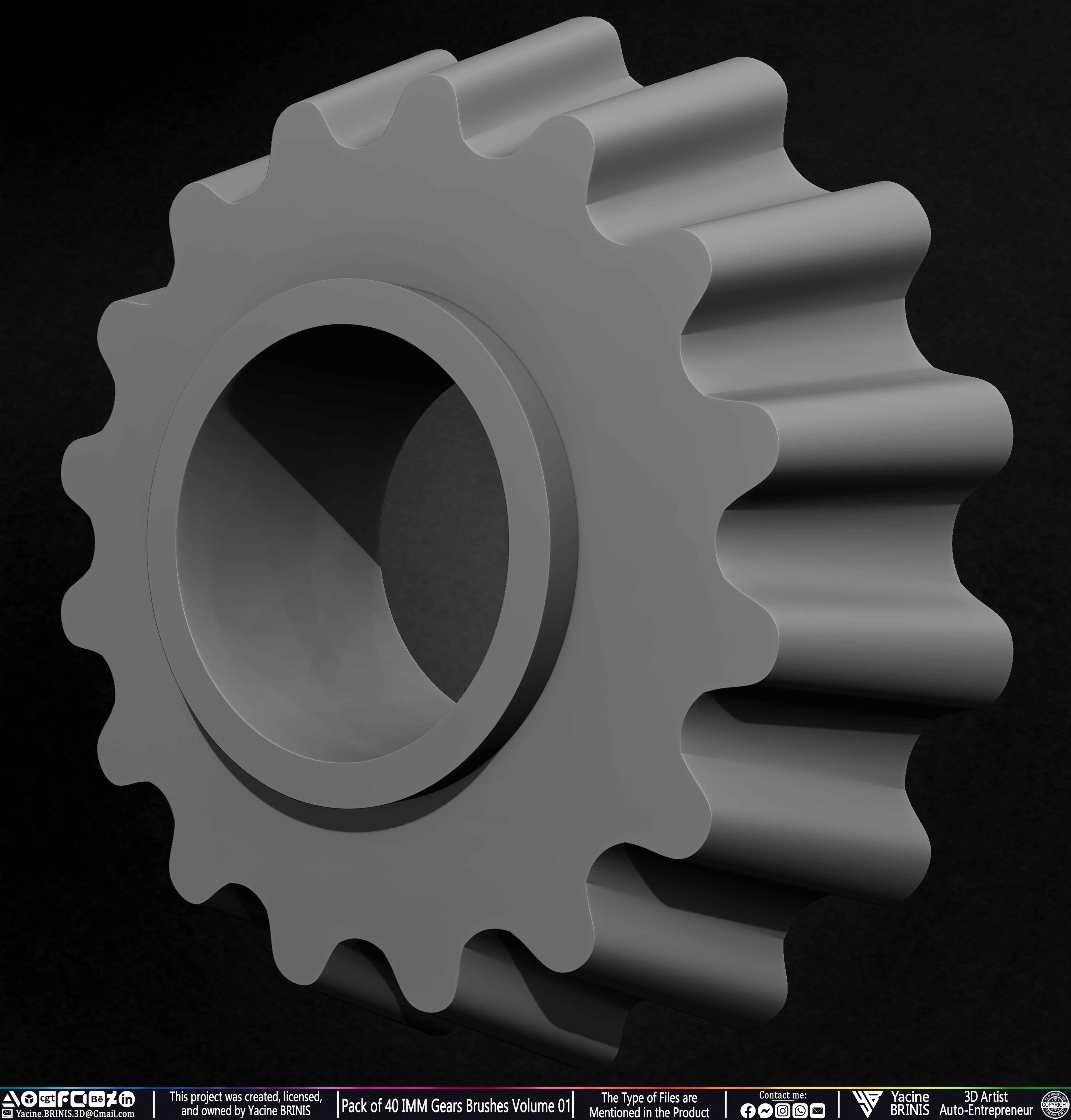 Pack of 40 IMM Gears Brushes and Kitbash Volume 01 Sculpted by Yacine BRINIS Set 052