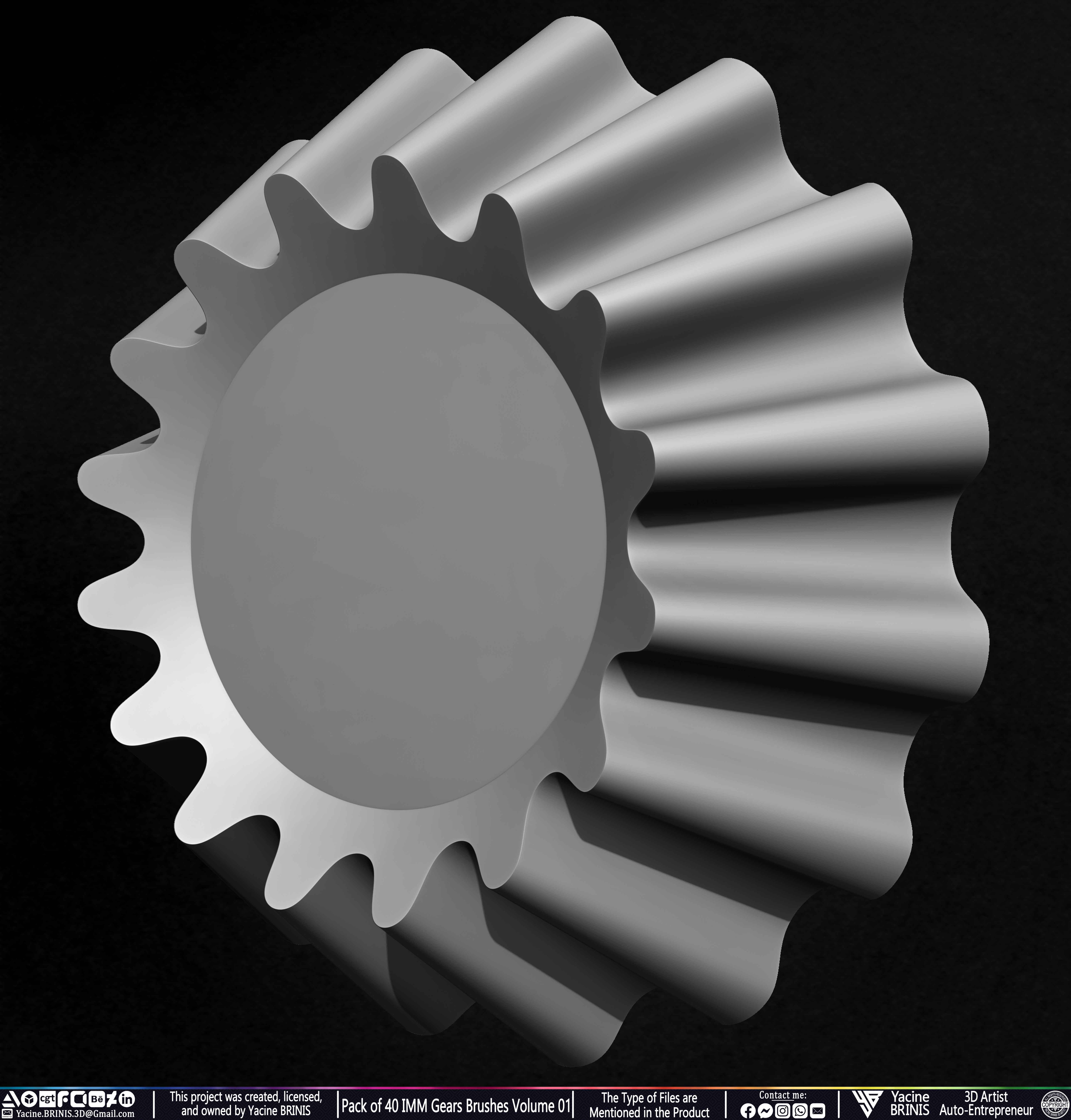 Pack of 40 IMM Gears Brushes and Kitbash Volume 01 Sculpted by Yacine BRINIS Set 054