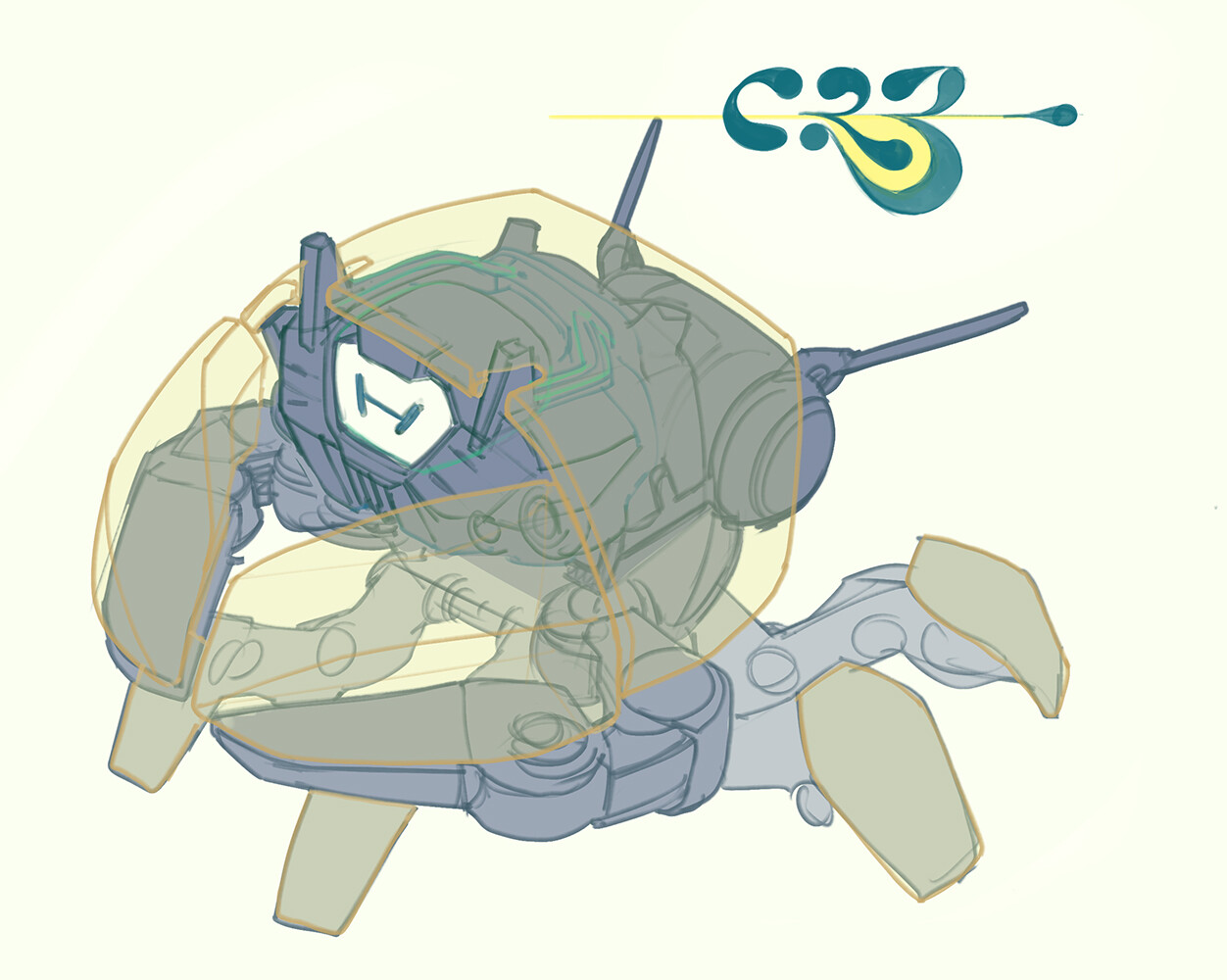 Cleaned up version of the pencil sketch to work out the structure