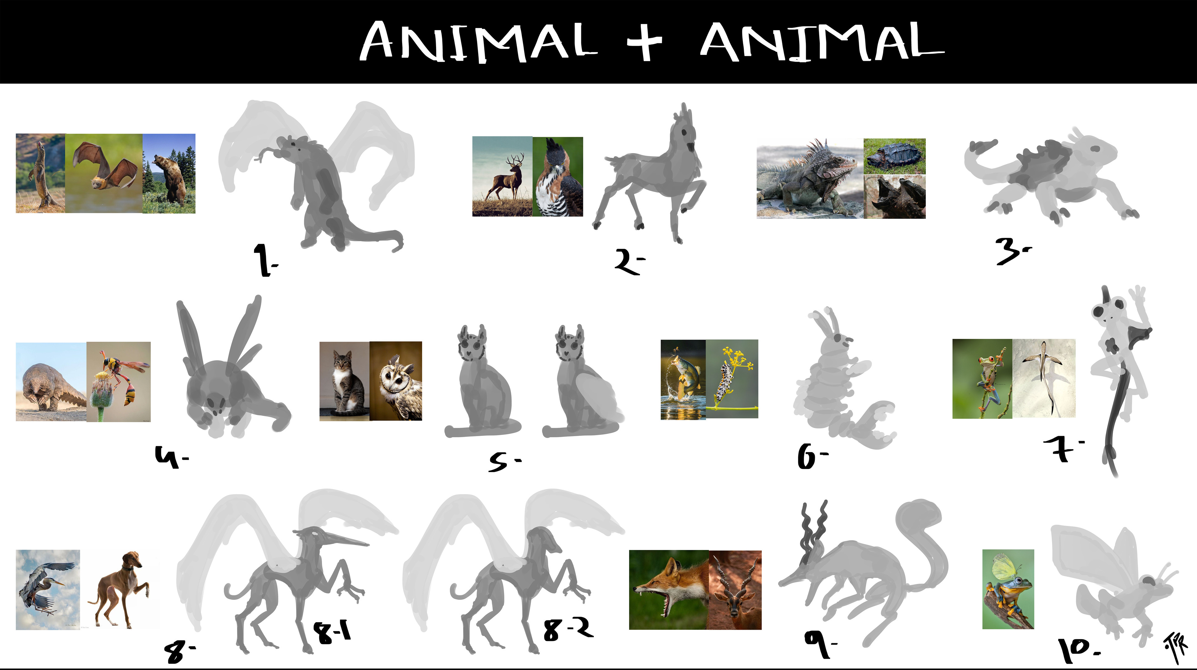 Coming up with new Ideas &amp; silhouettes by combining different animals 