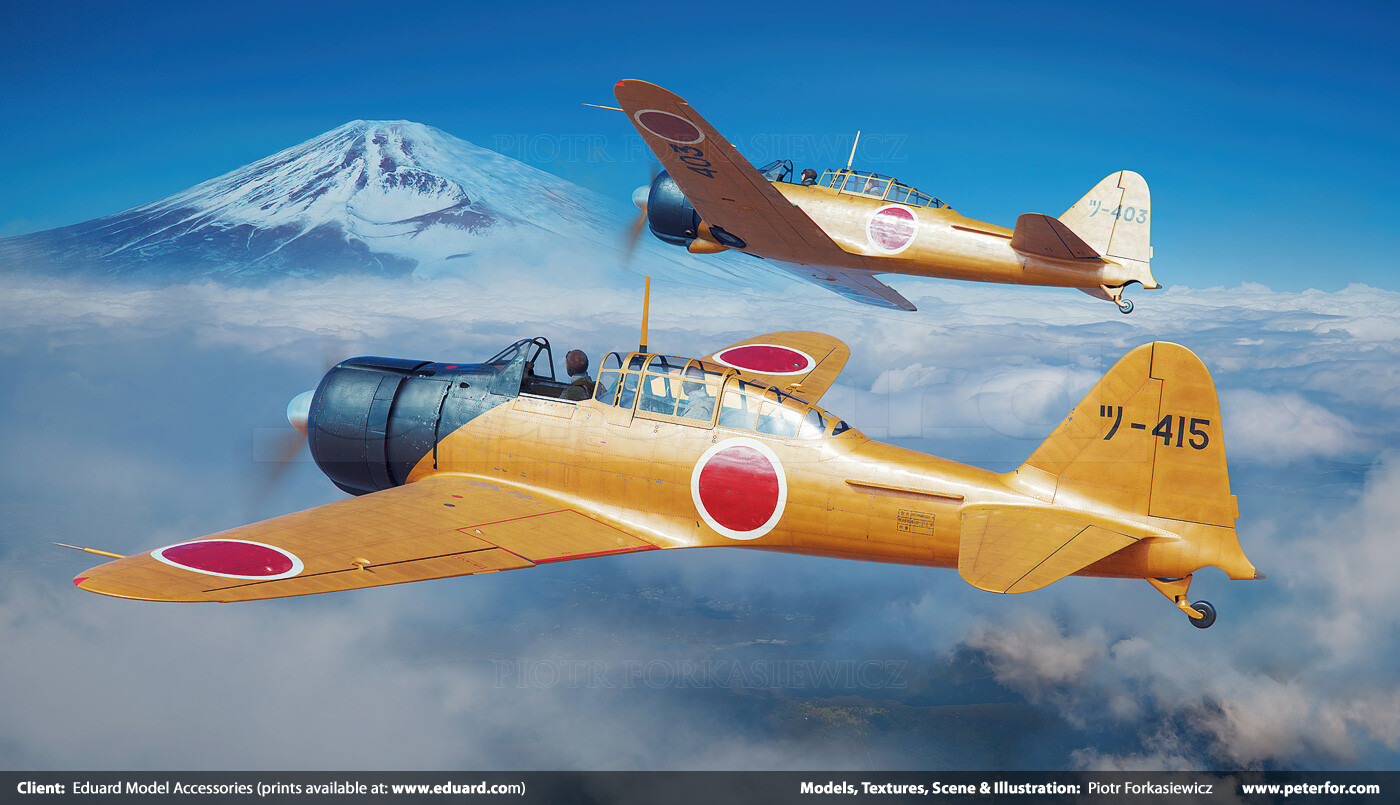 Piotr Forkasiewicz - Eduard boxarts - Zero, Me-109, P-51D & MiG21