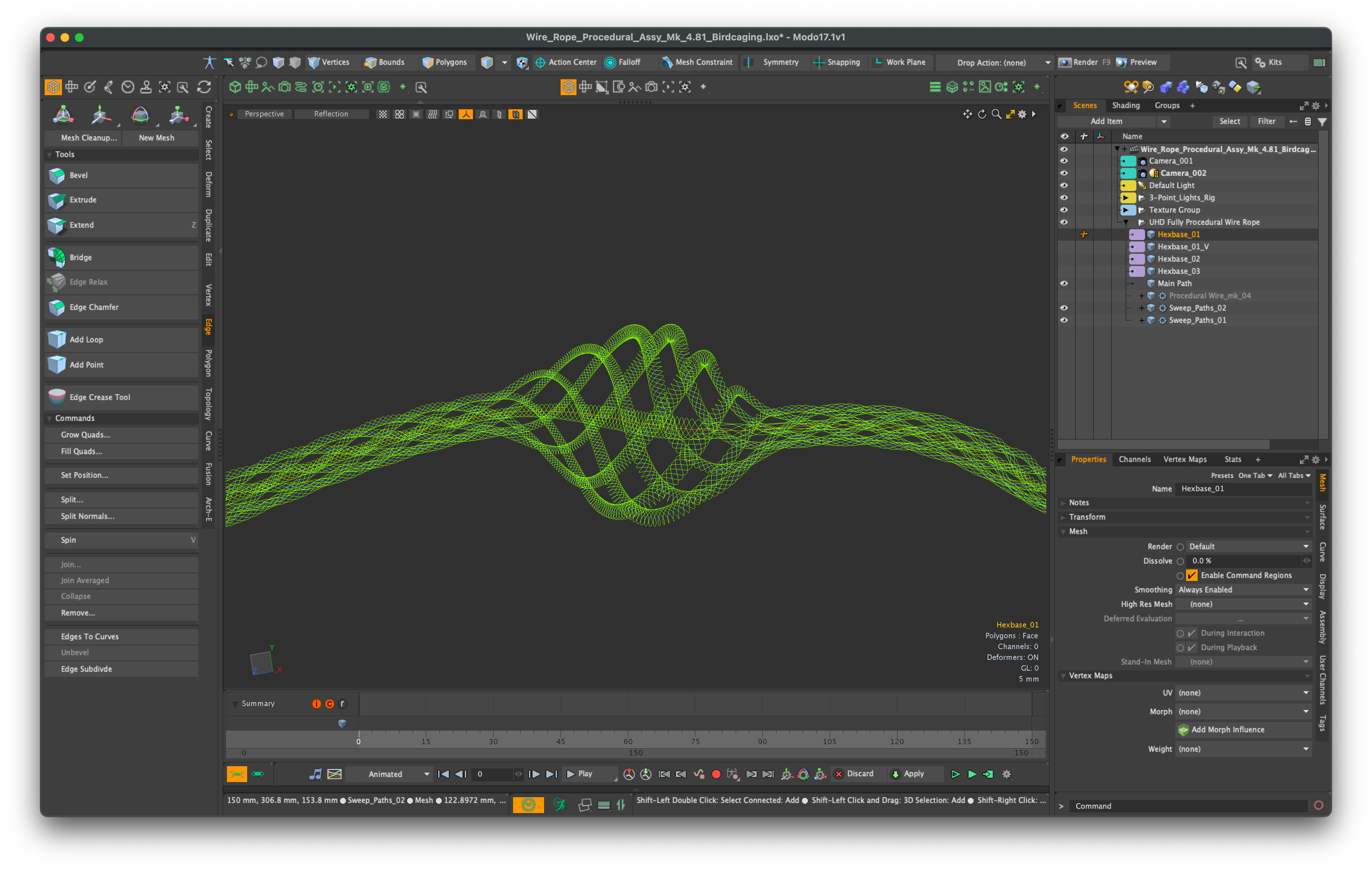 Procedural Wire rope modelling to create those illustrations: Birdcaging