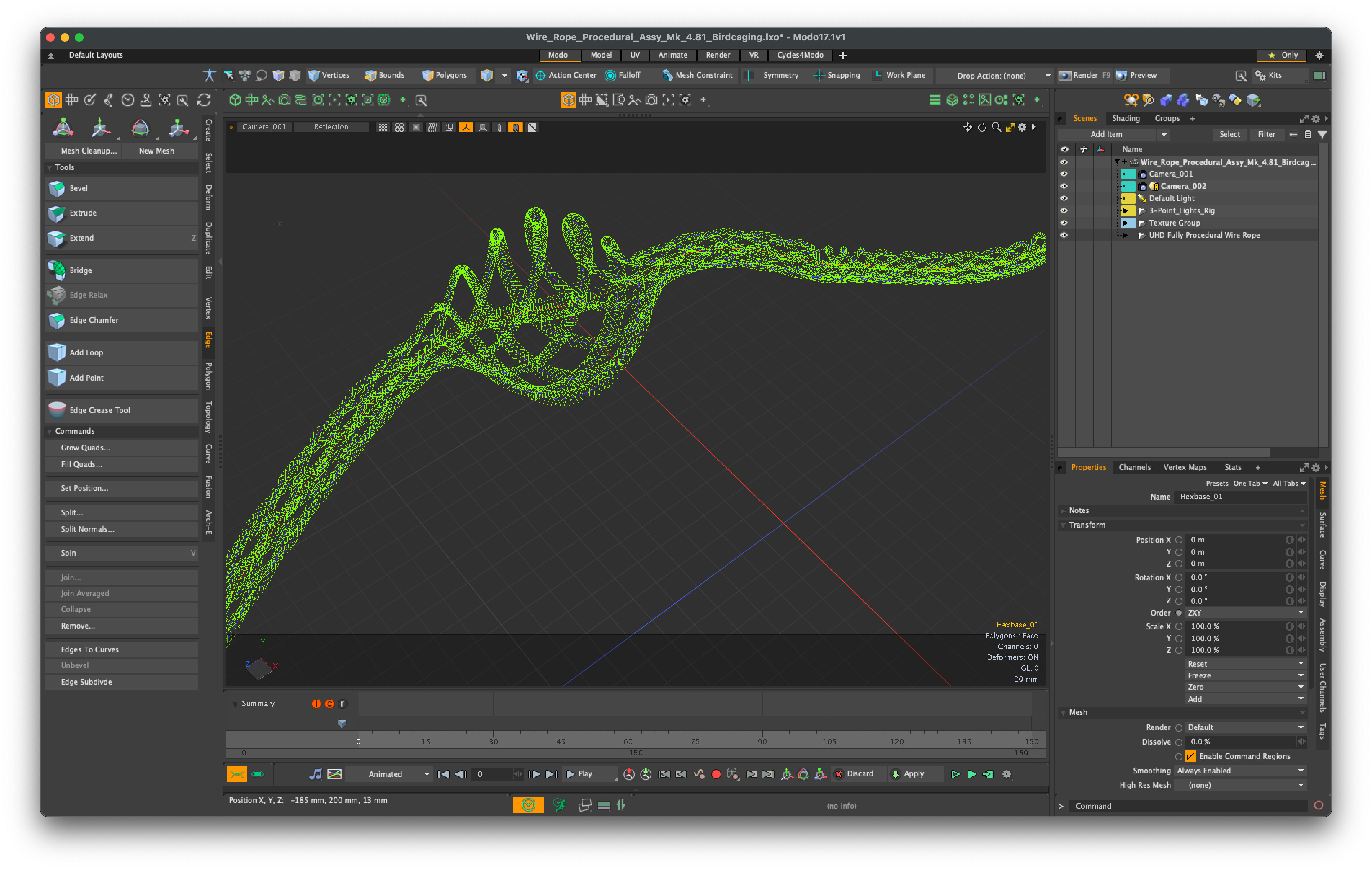 Procedural Wire rope modelling to create those illustrations: Birdcaging
