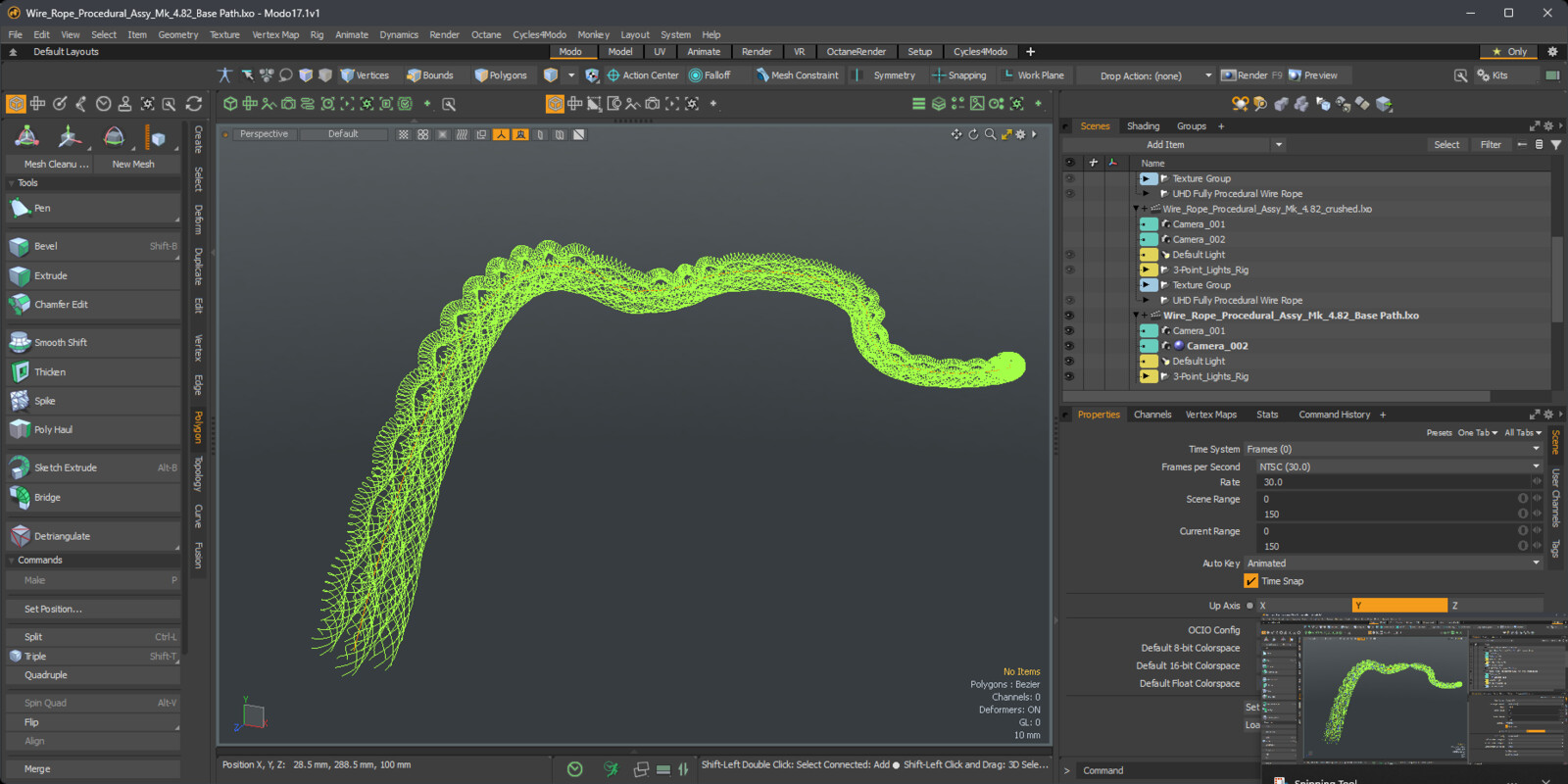 Procedural Wire rope modelling to create those illustrations: base rope
