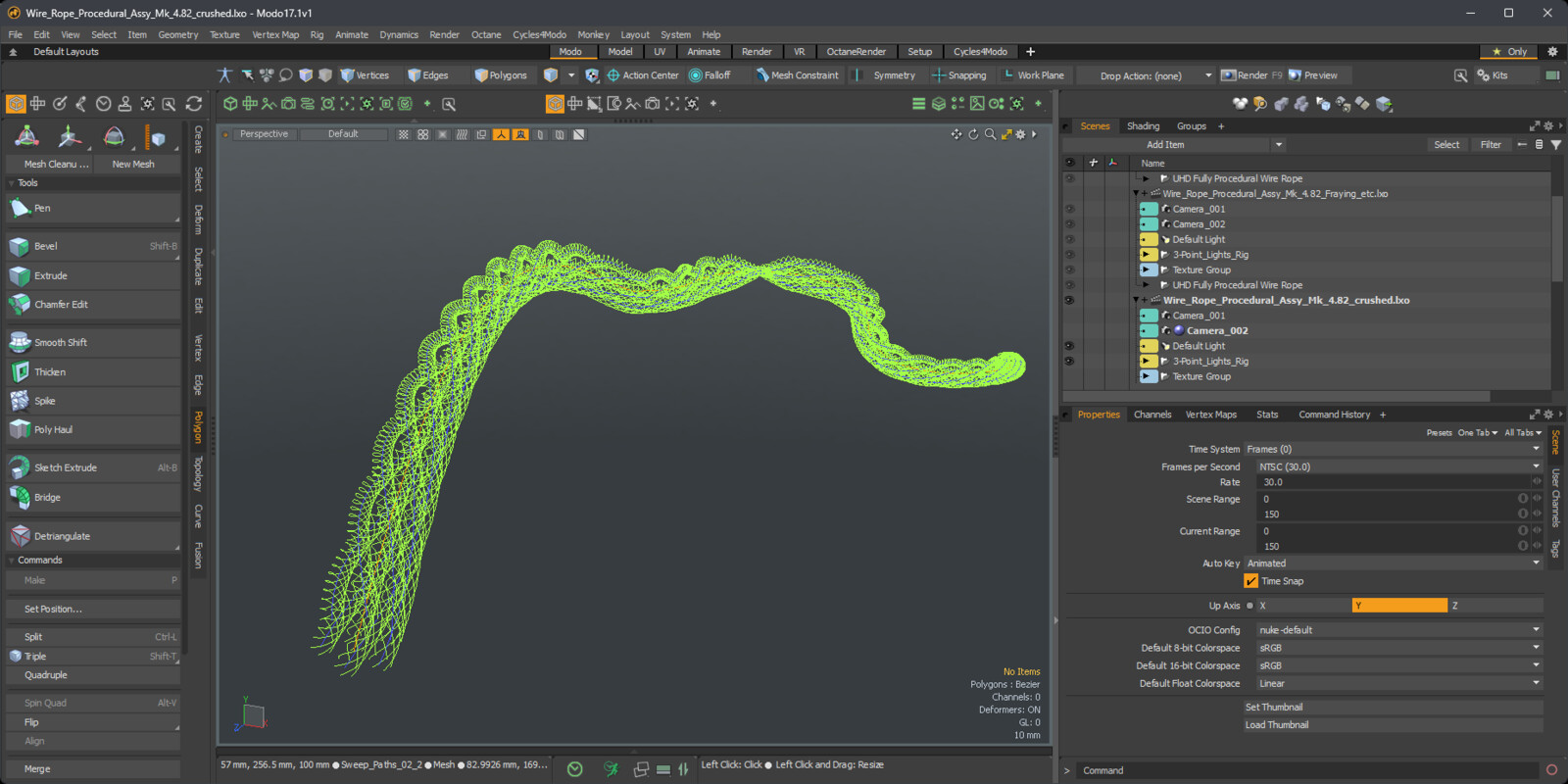 Procedural Wire rope modelling to create those illustrations: crushed