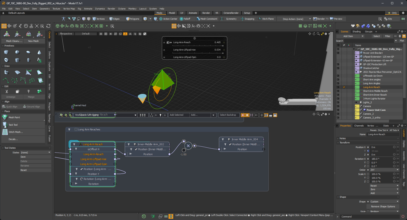 Back-of-house screengrab of Schematic Node Graph of rigging - what I call "rigging sausages" captured as meta-documentation of the process.