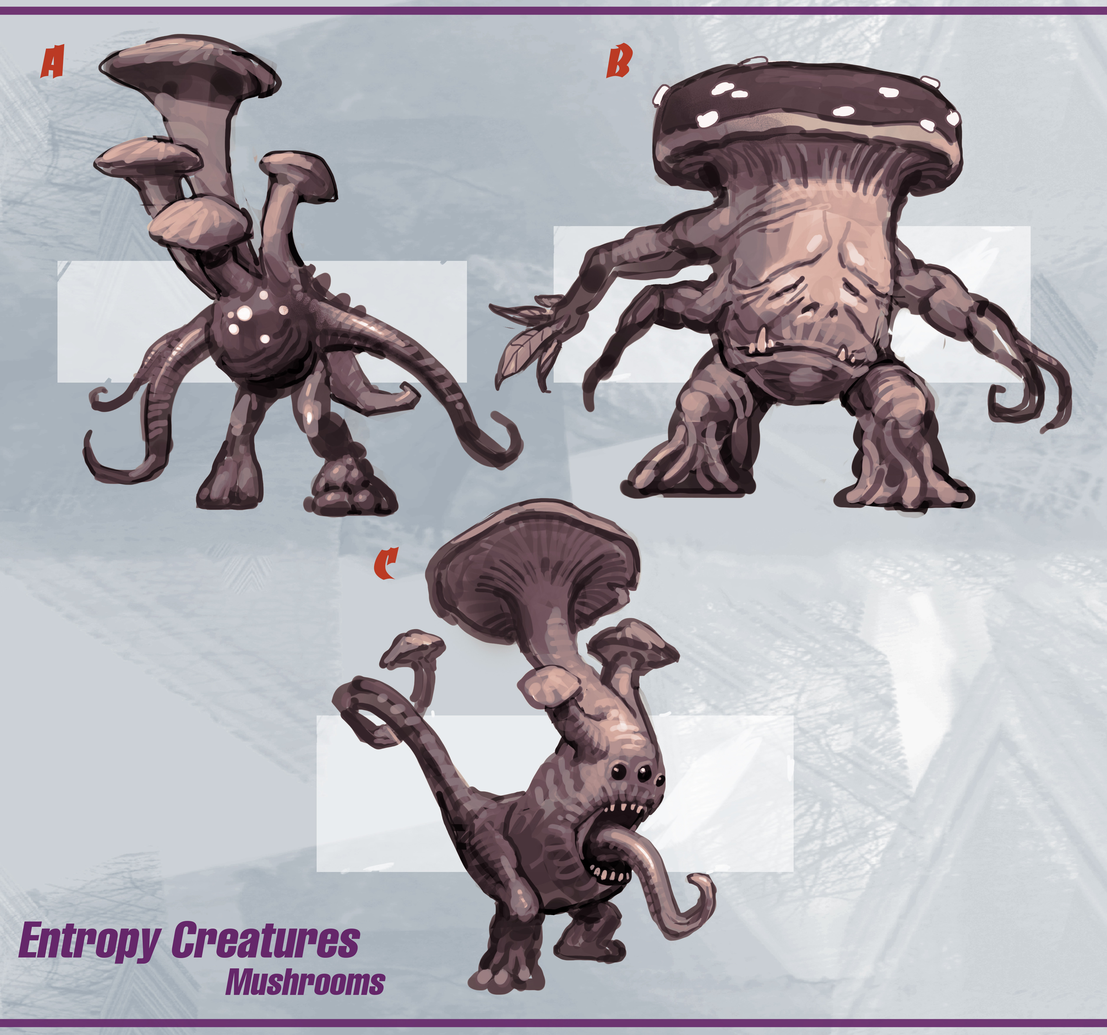 We explored a variety of enemy types for the Entropy, some based on warped versions of plants and animals.