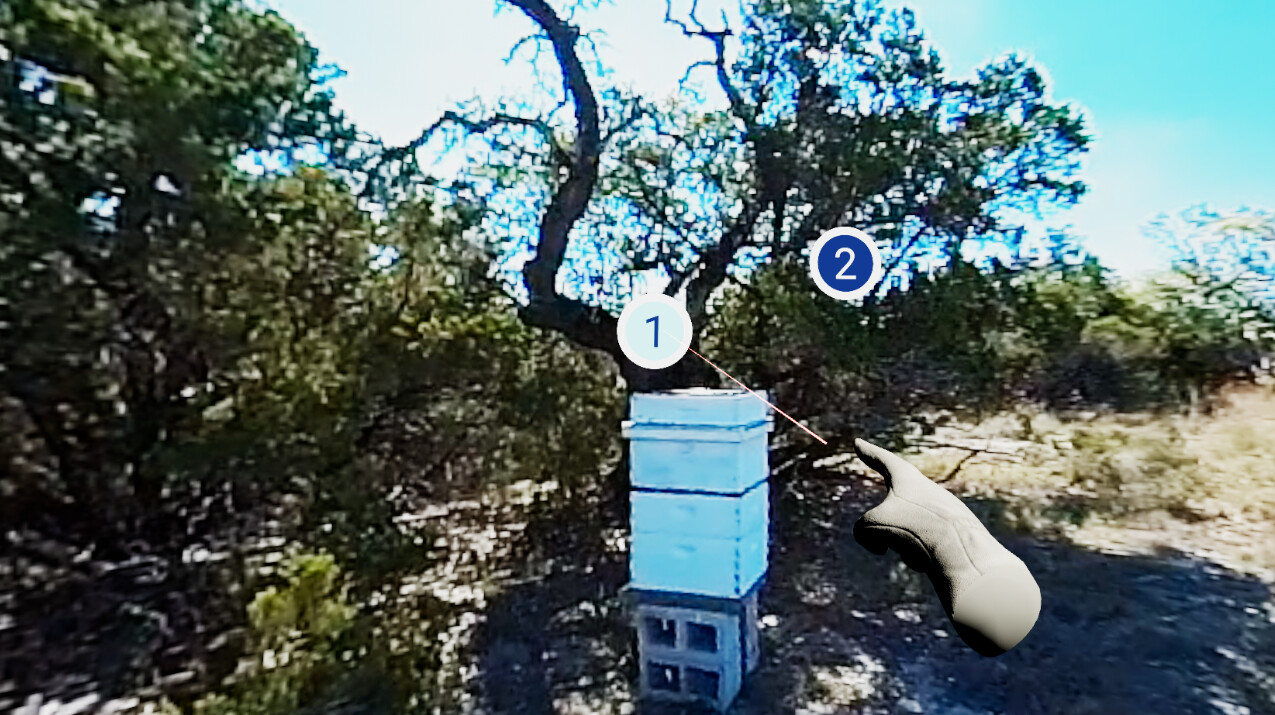 360 video in VR with interactive hotspots that display informational videos.