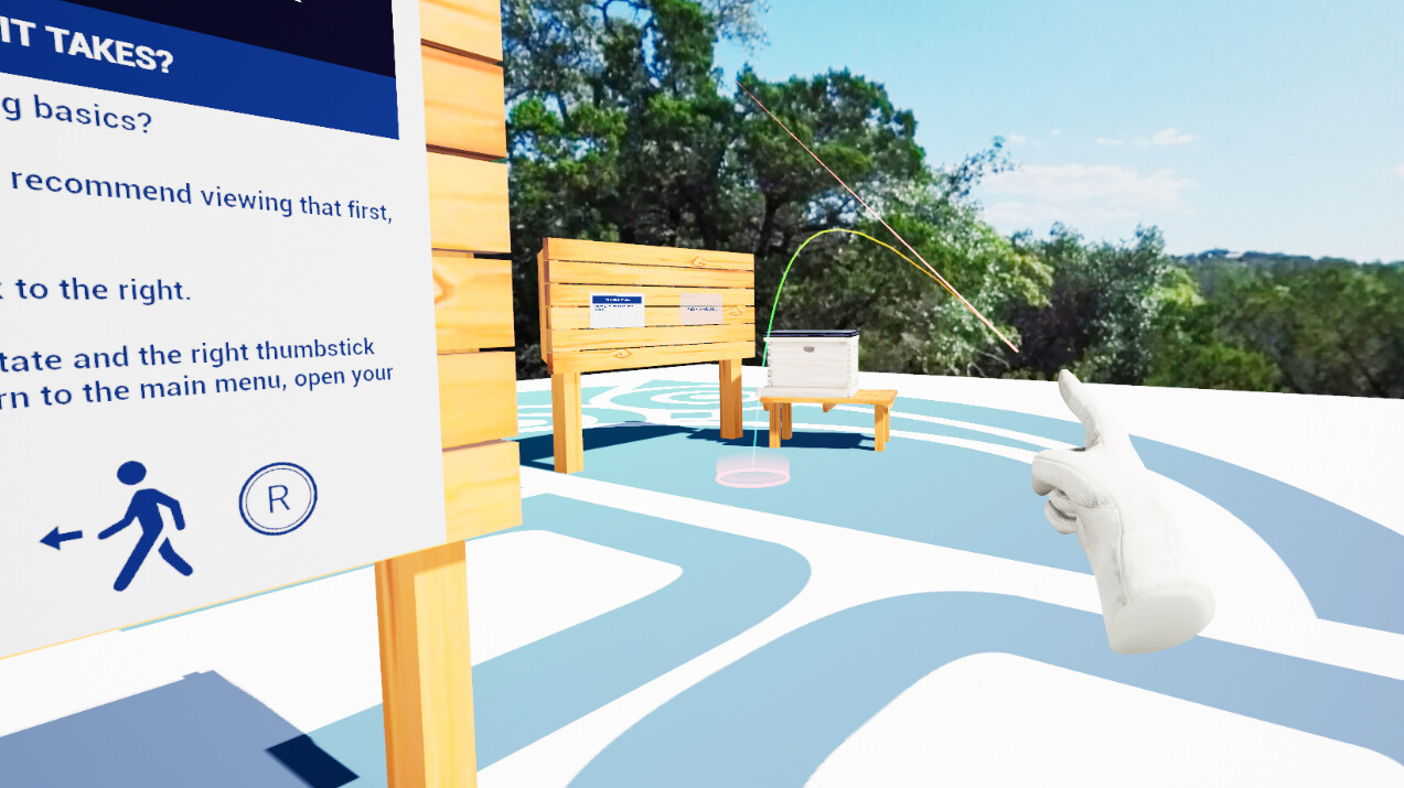 VR "quiz" level where users must identify types of bees within a hive.