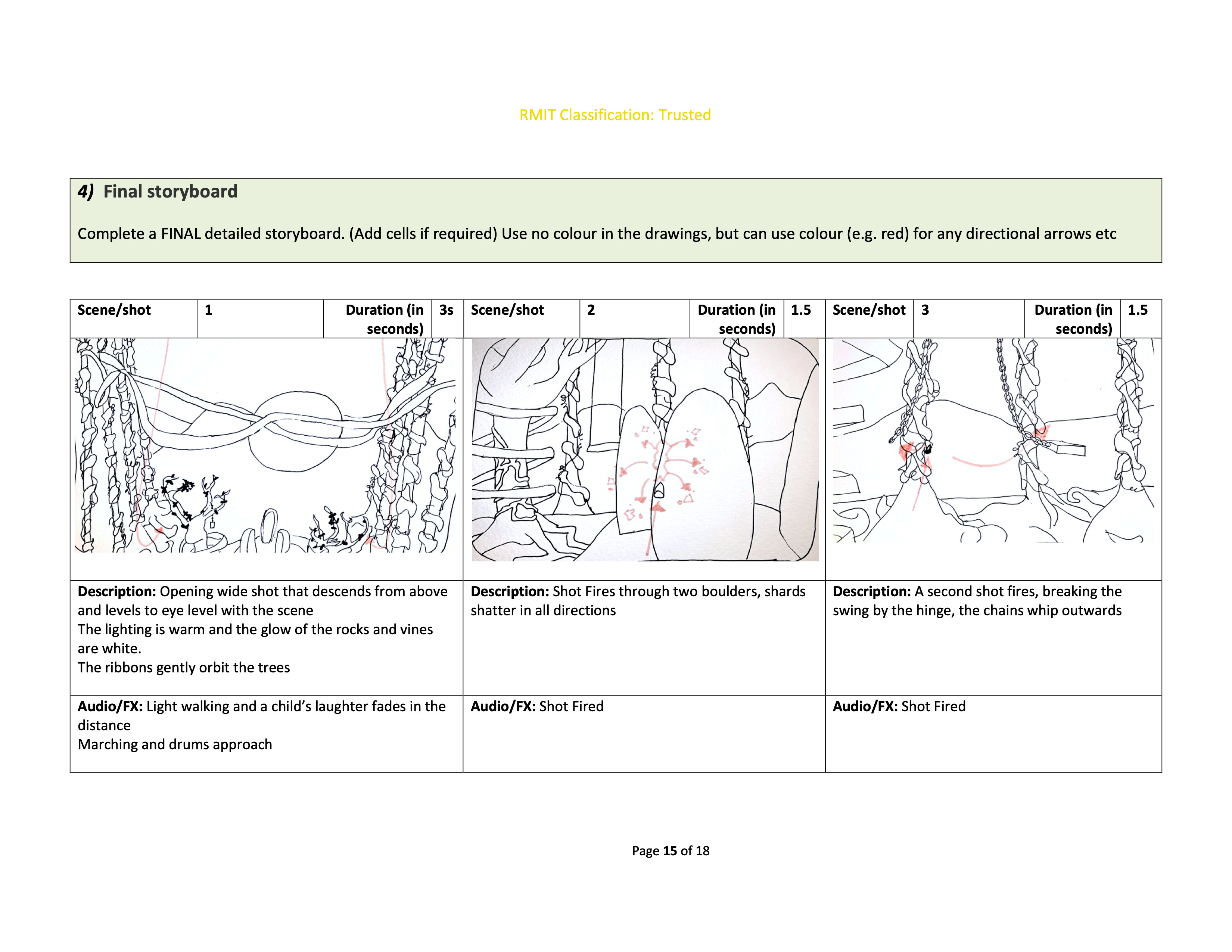 Page from the final storyboarding