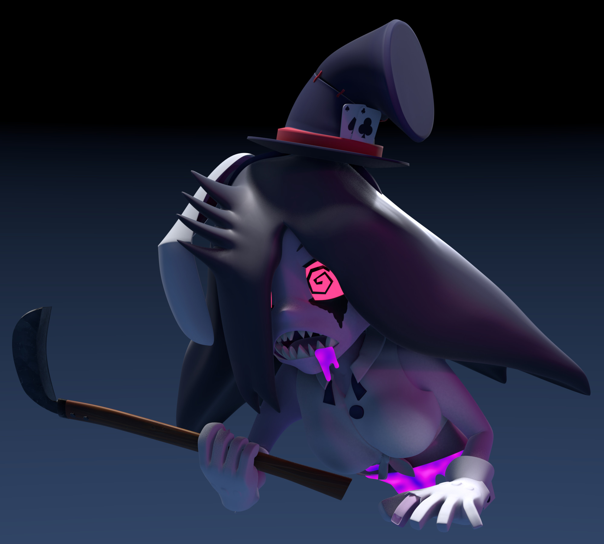 Splits uses a kama because she's actually a teke-teke