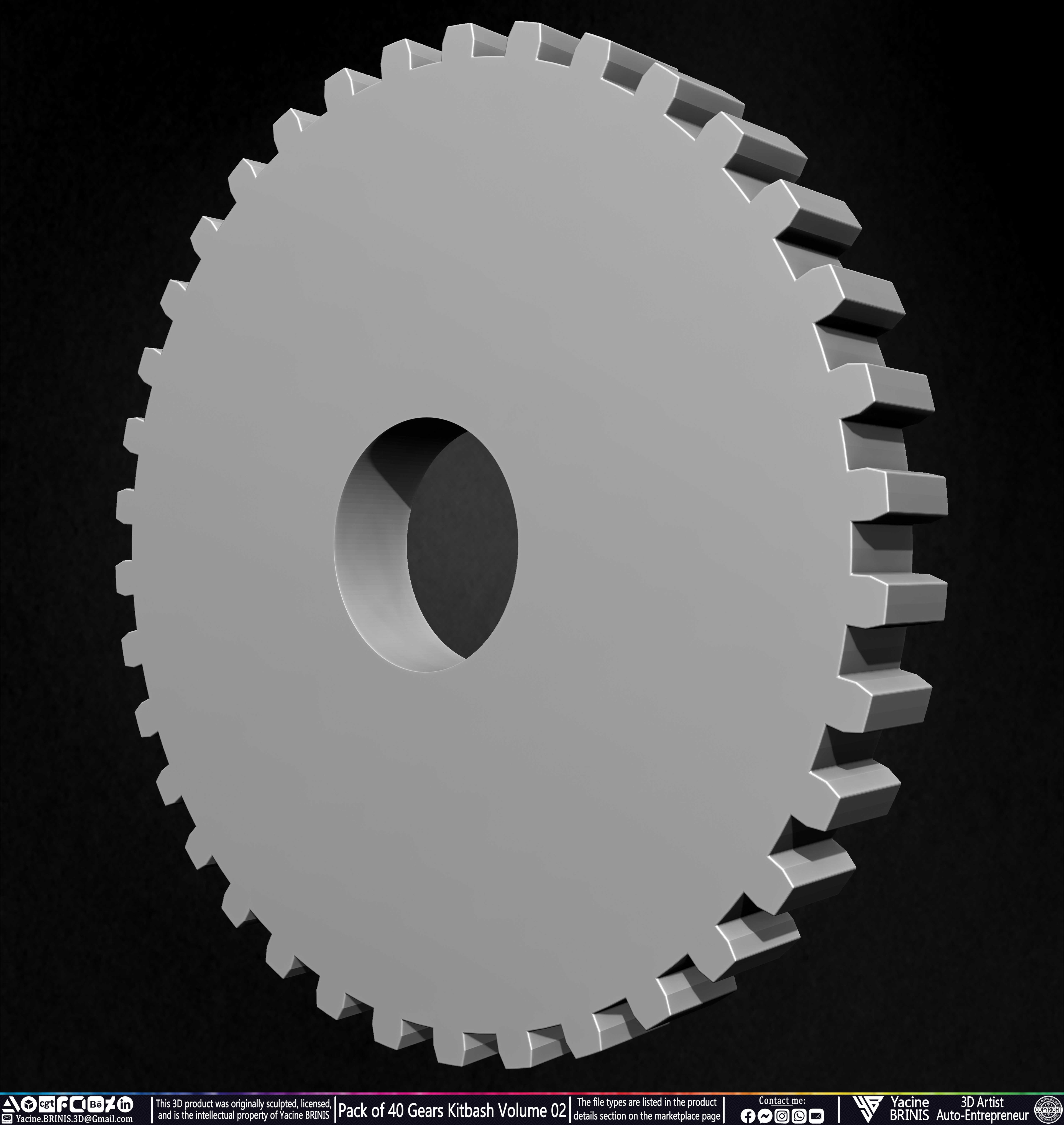 Pack of 40 Gears Kitbash Volume 02 Sculpted by Yacine BRINIS Set 015