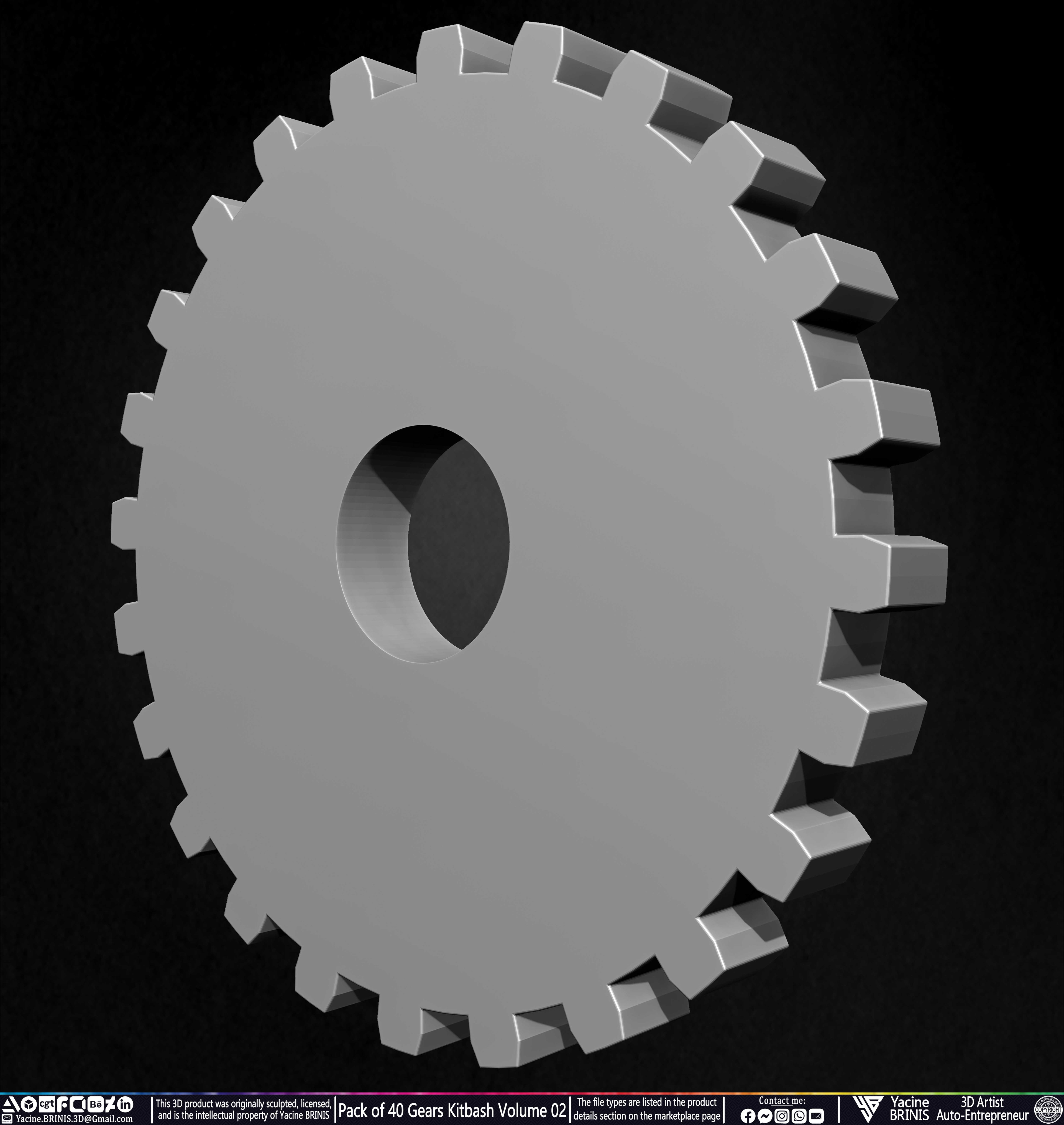 Pack of 40 Gears Kitbash Volume 02 Sculpted by Yacine BRINIS Set 016