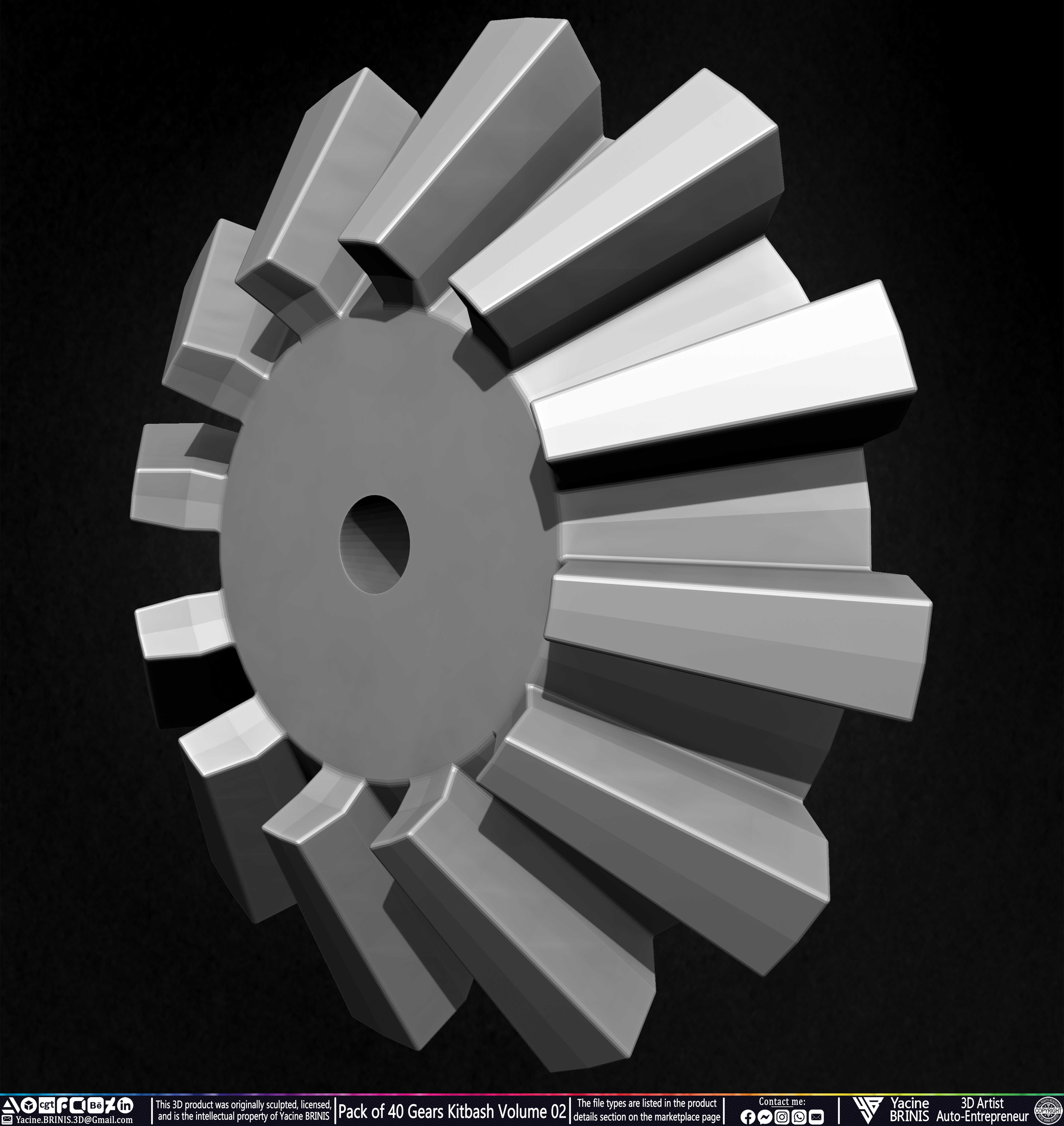 Pack of 40 Gears Kitbash Volume 02 Sculpted by Yacine BRINIS Set 020