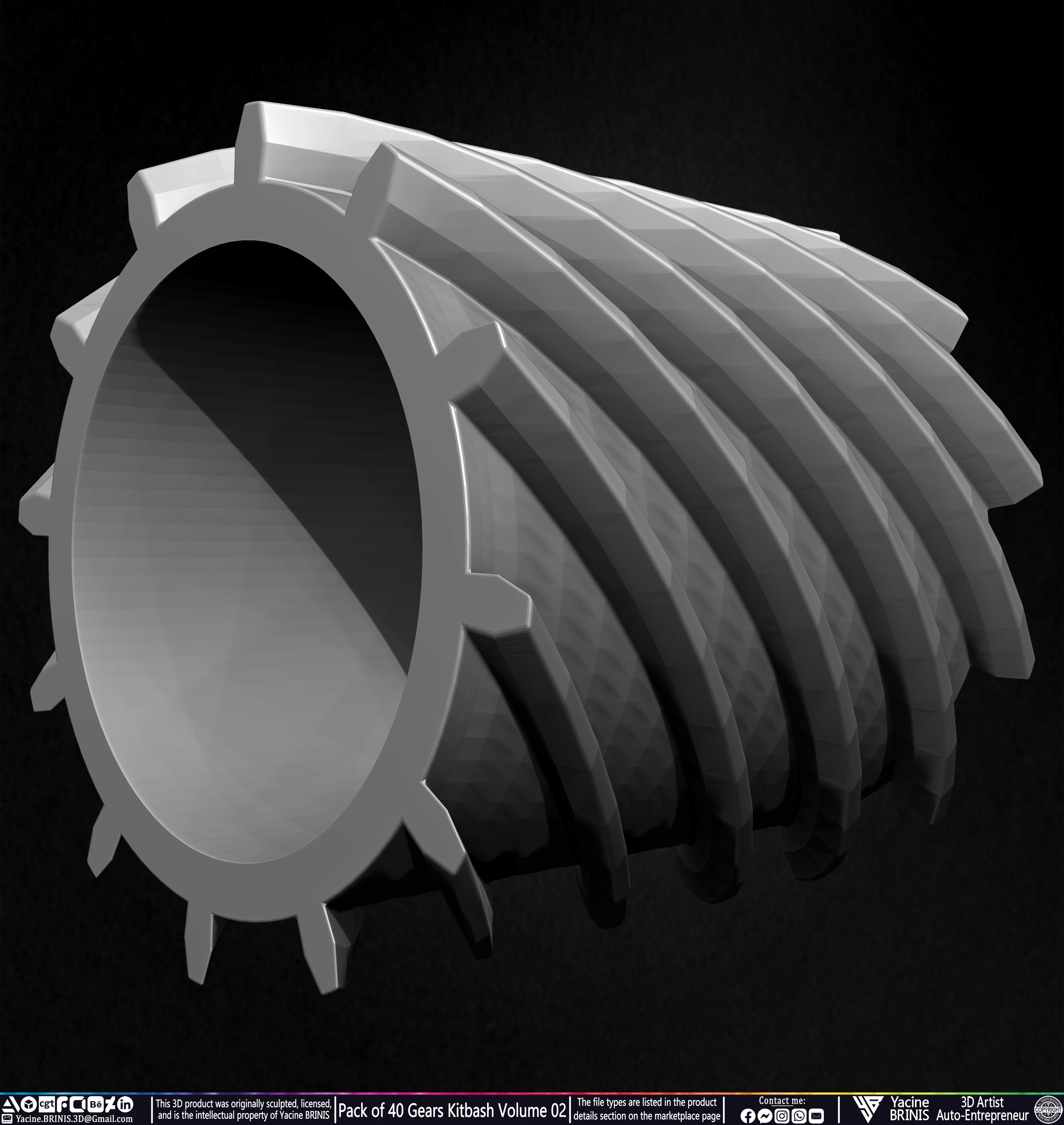 Pack of 40 Gears Kitbash Volume 02 Sculpted by Yacine BRINIS Set 022