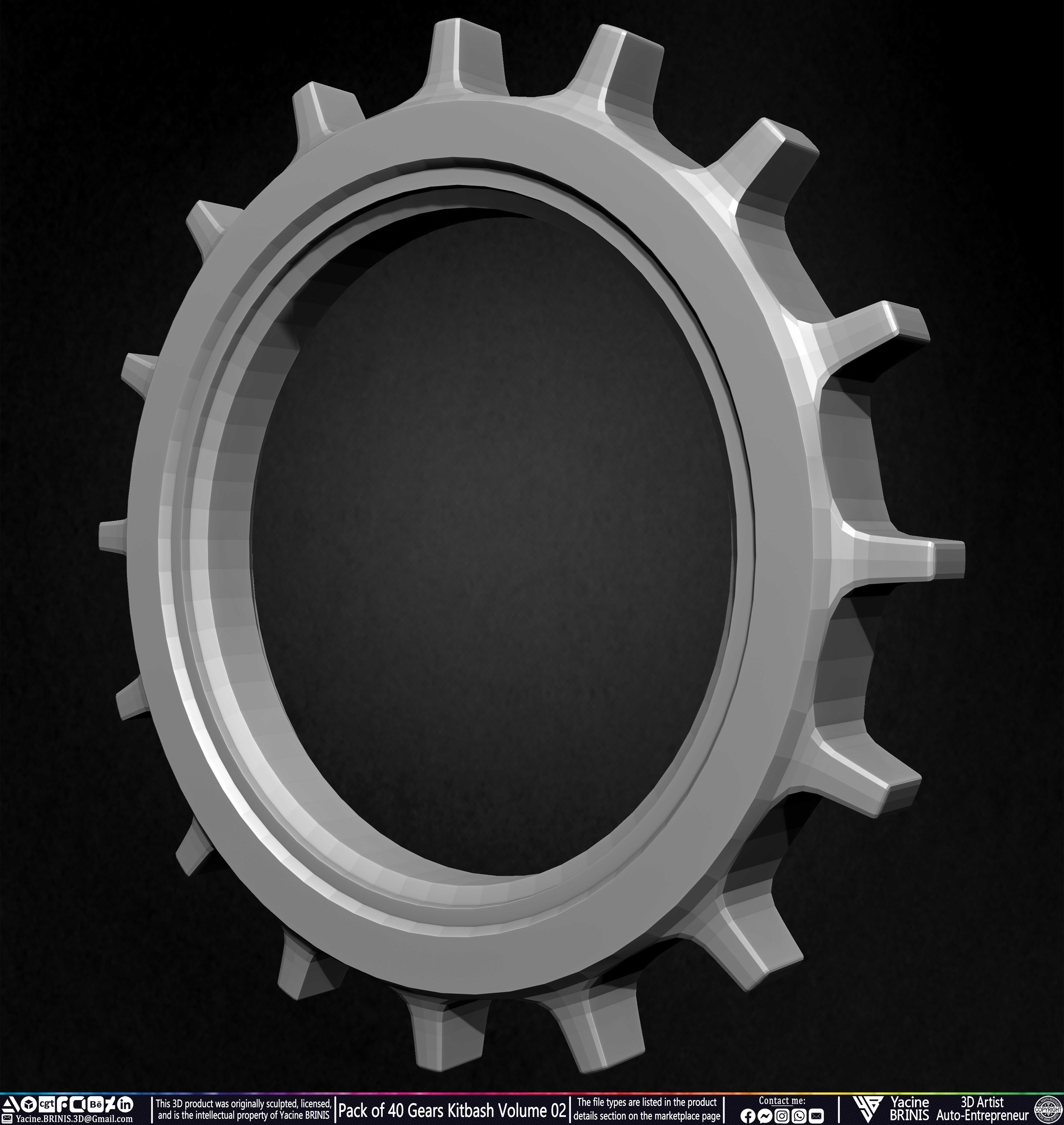 Pack of 40 Gears Kitbash Volume 02 Sculpted by Yacine BRINIS Set 024