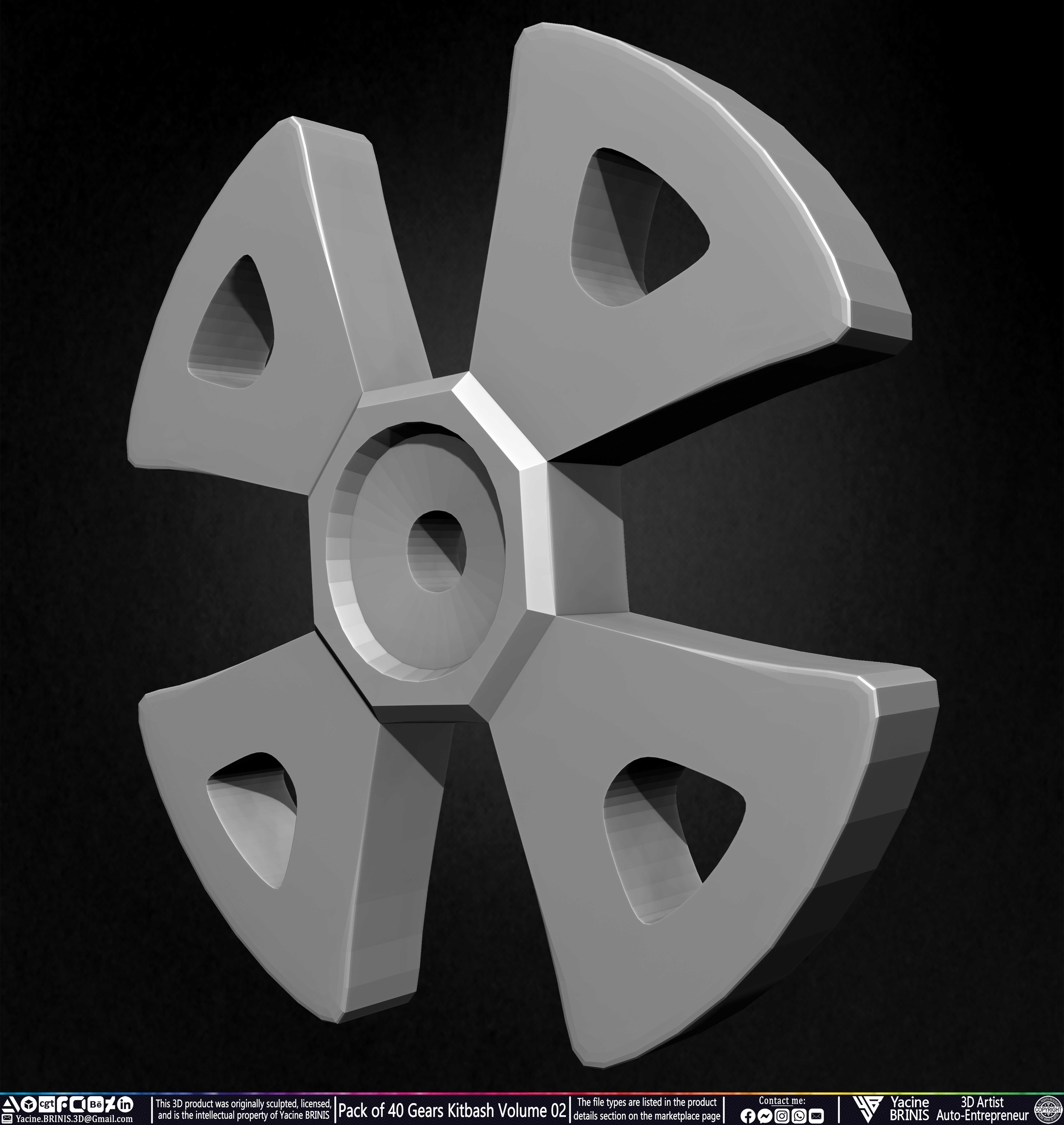 Pack of 40 Gears Kitbash Volume 02 Sculpted by Yacine BRINIS Set 025