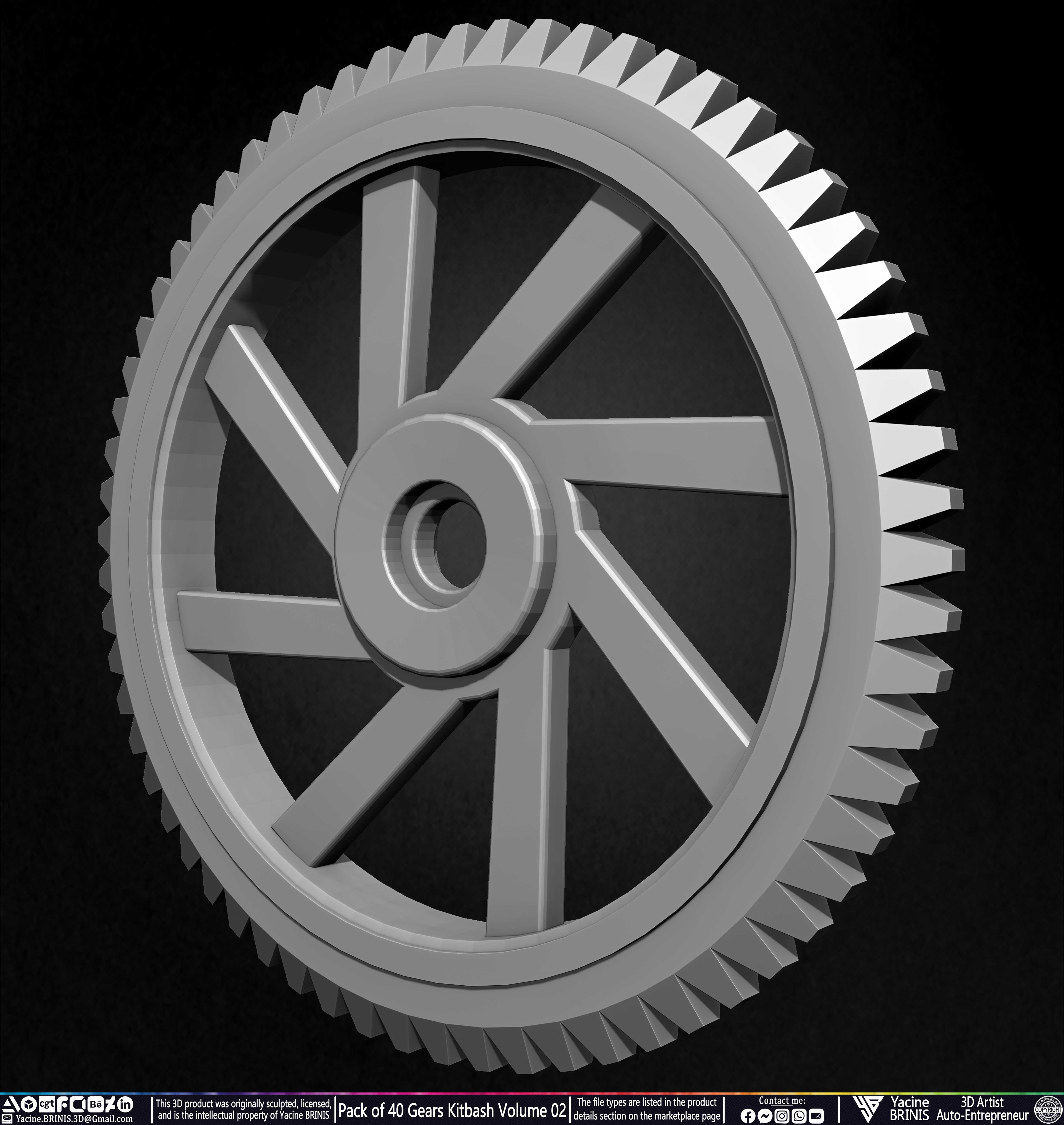 Pack of 40 Gears Kitbash Volume 02 Sculpted by Yacine BRINIS Set 026