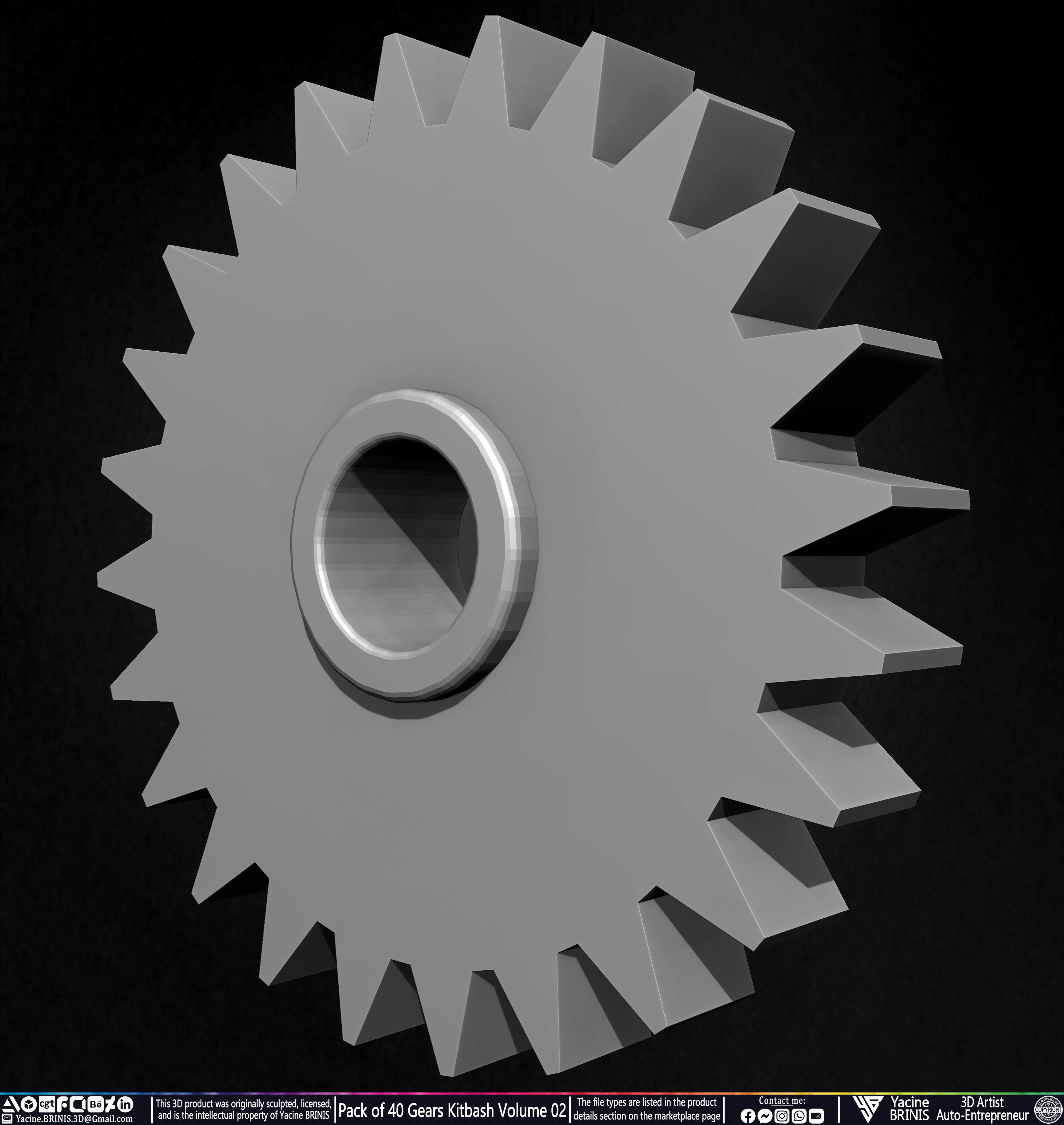 Pack of 40 Gears Kitbash Volume 02 Sculpted by Yacine BRINIS Set 030