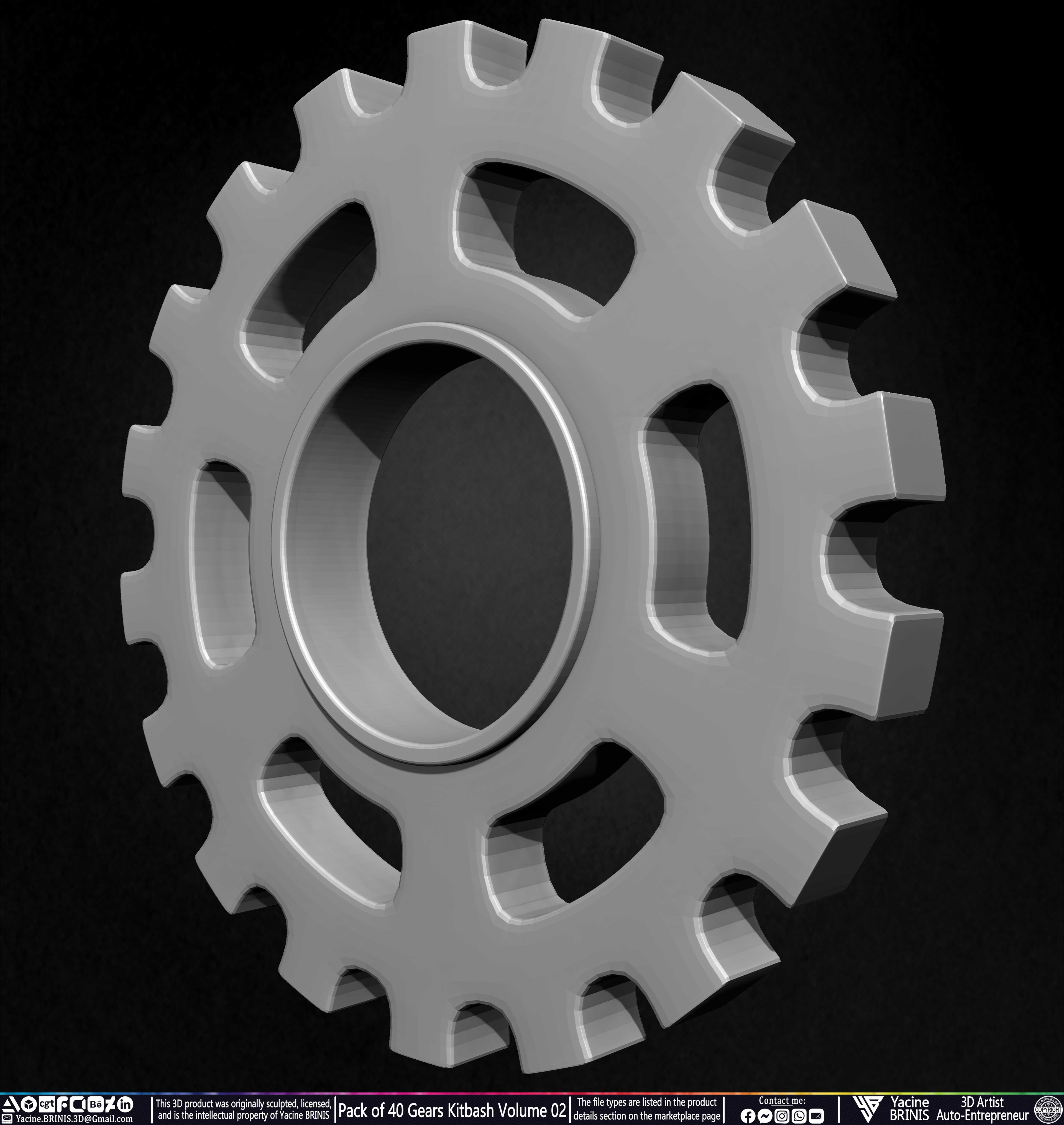 Pack of 40 Gears Kitbash Volume 02 Sculpted by Yacine BRINIS Set 033