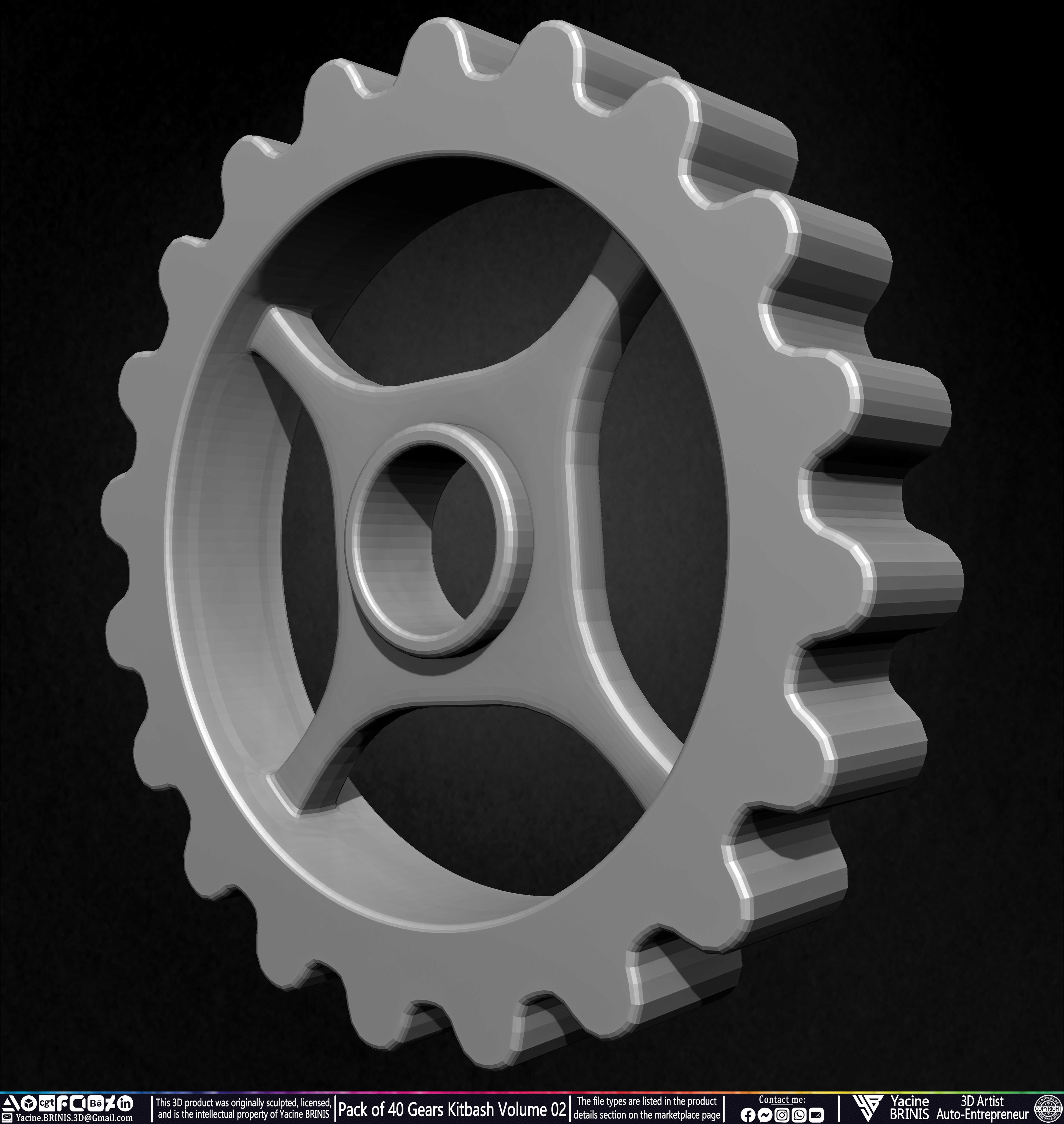 Pack of 40 Gears Kitbash Volume 02 Sculpted by Yacine BRINIS Set 037