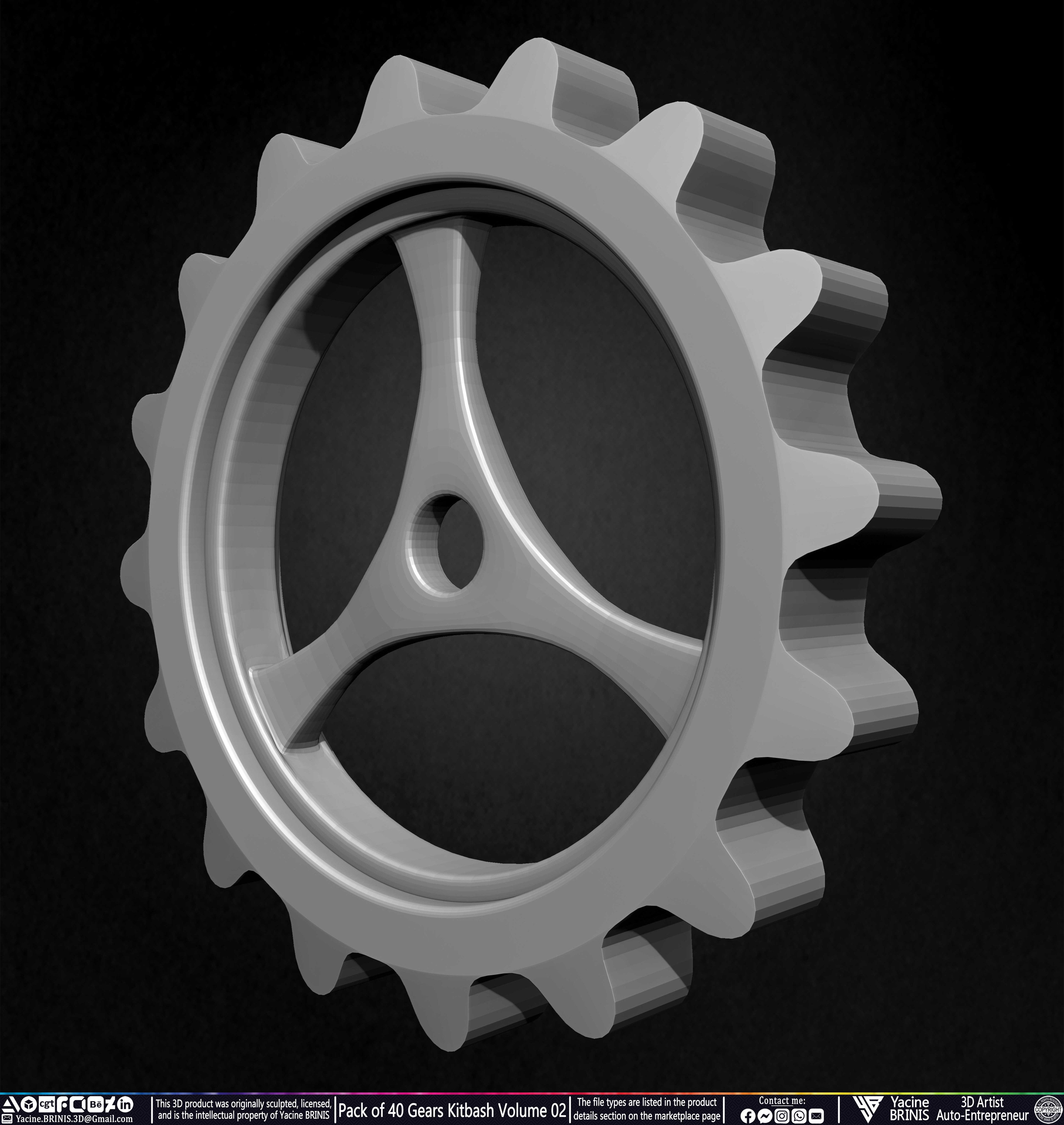 Pack of 40 Gears Kitbash Volume 02 Sculpted by Yacine BRINIS Set 039