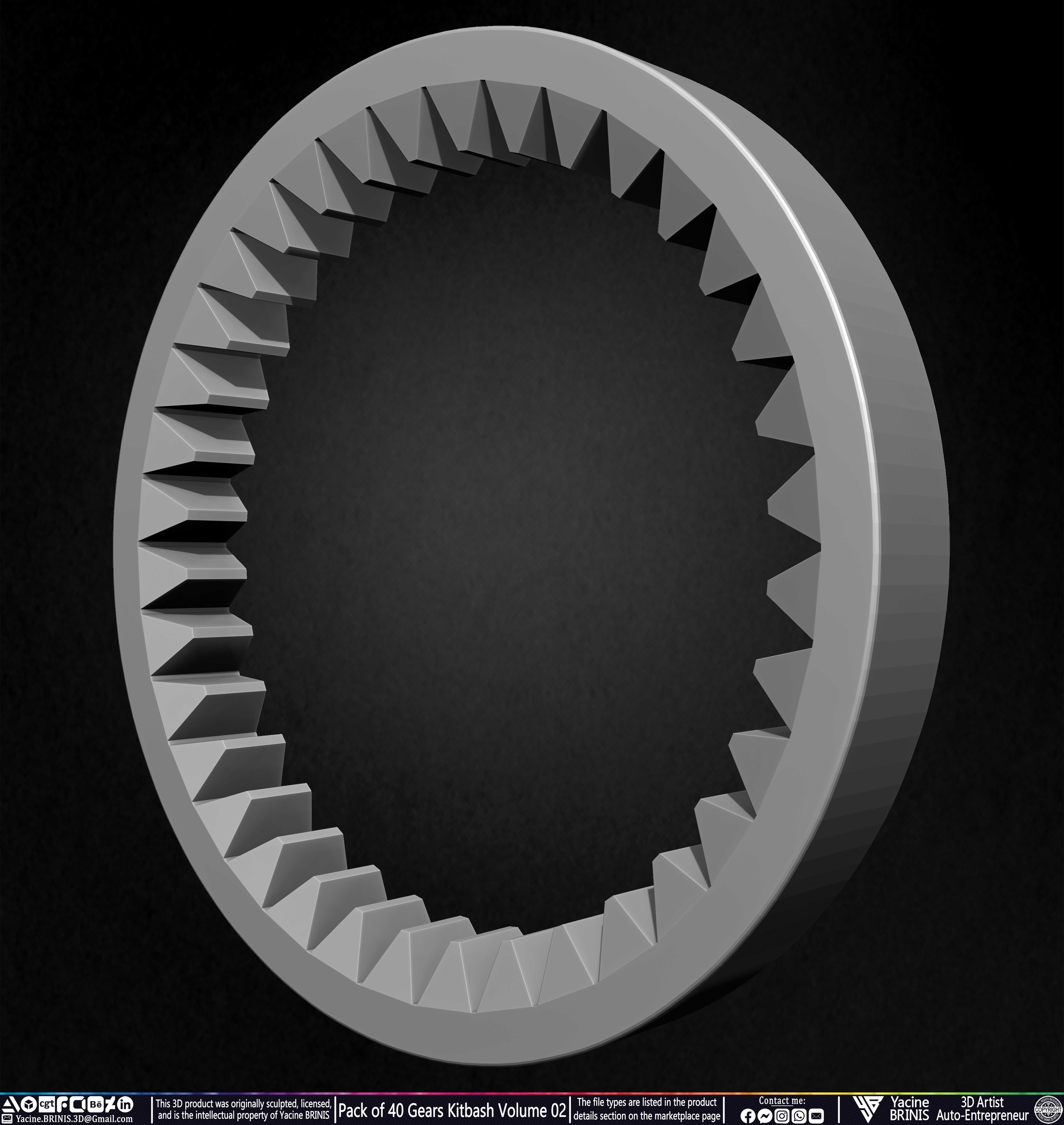 Pack of 40 Gears Kitbash Volume 02 Sculpted by Yacine BRINIS Set 043