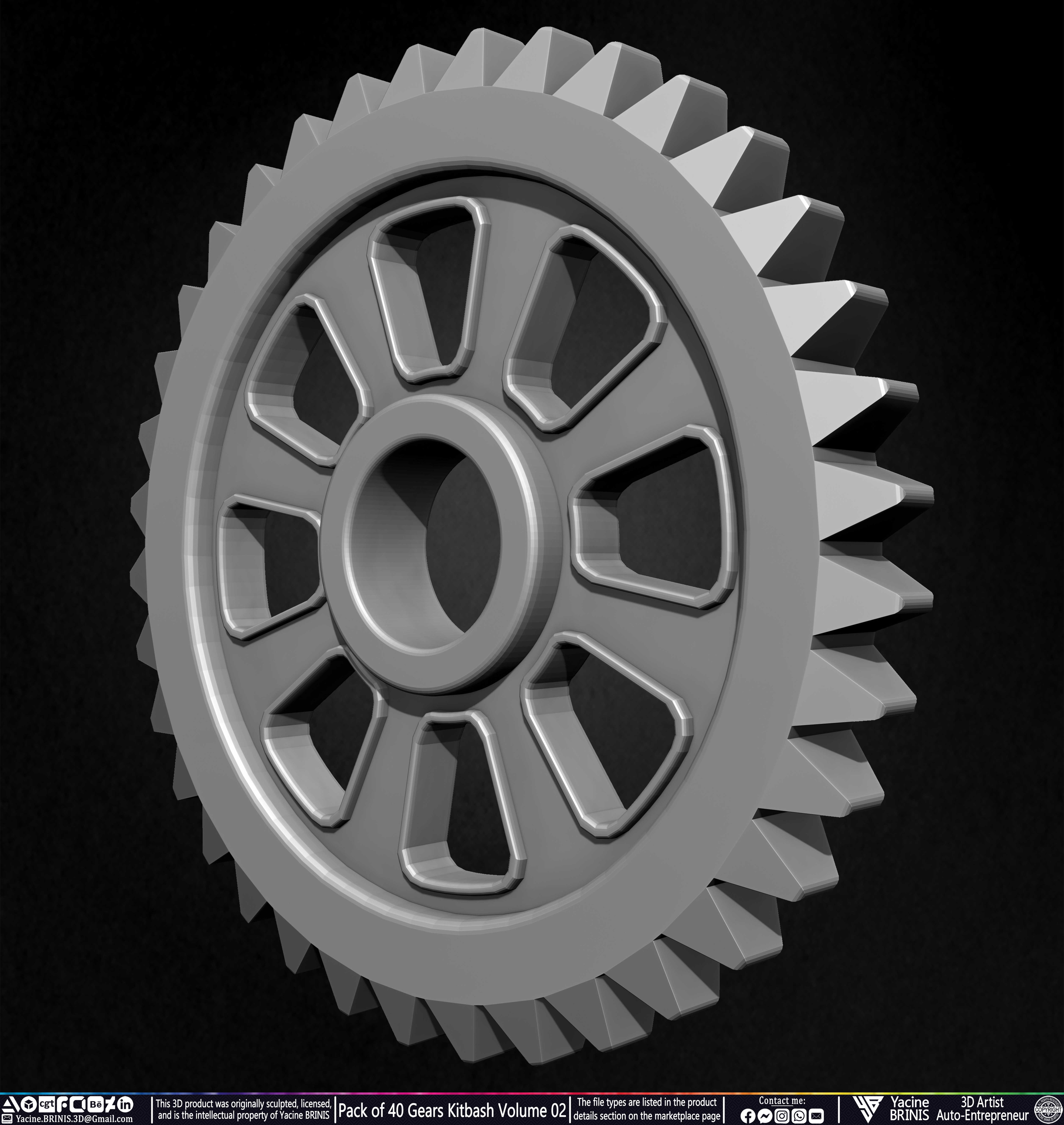 Pack of 40 Gears Kitbash Volume 02 Sculpted by Yacine BRINIS Set 044