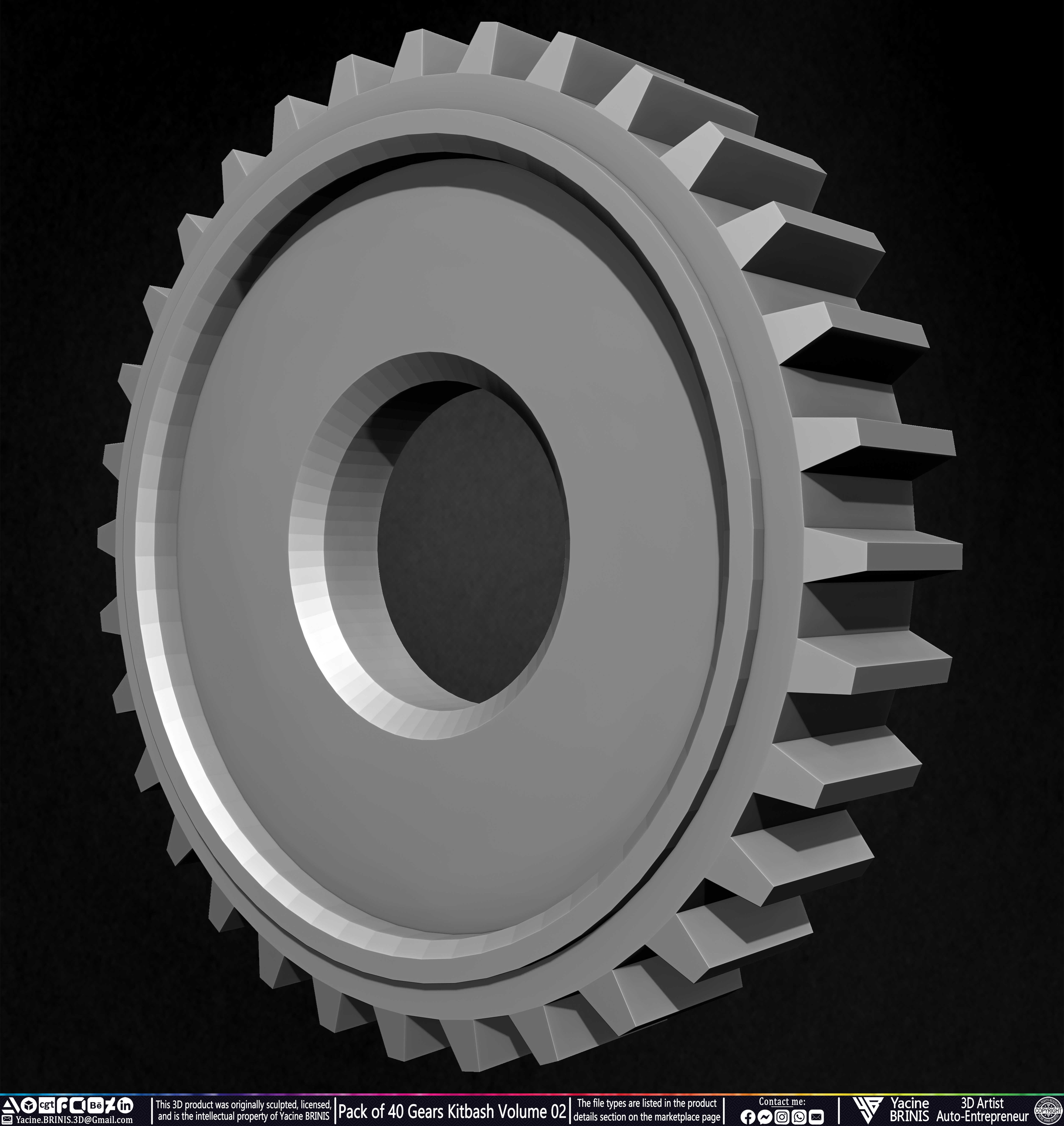 Pack of 40 Gears Kitbash Volume 02 Sculpted by Yacine BRINIS Set 046