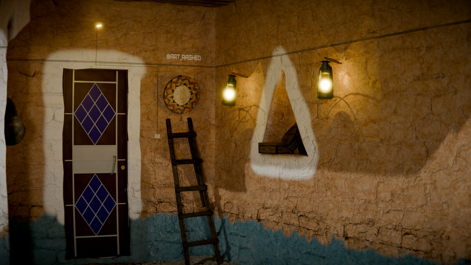 hallway inold Mud house | ممر في وسط بيت شعبي قديم
