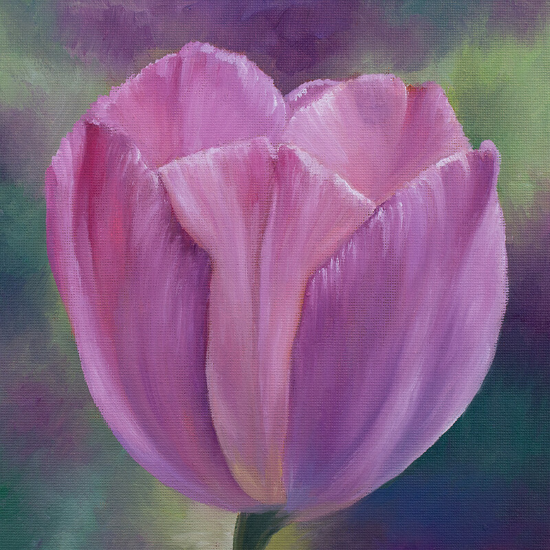 Pink Tulip 8" x10" Oil Painting