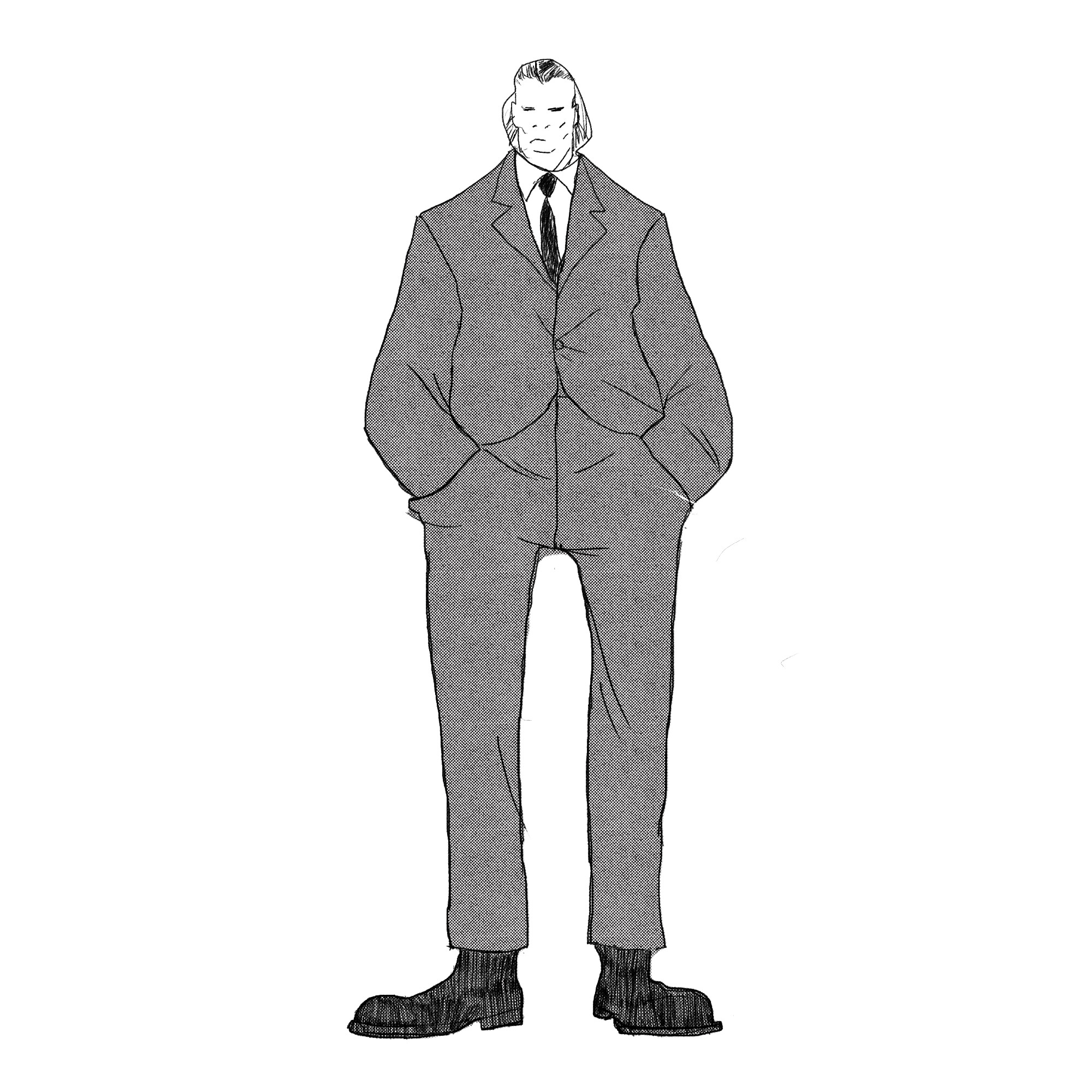Initial character design and exploration sketches