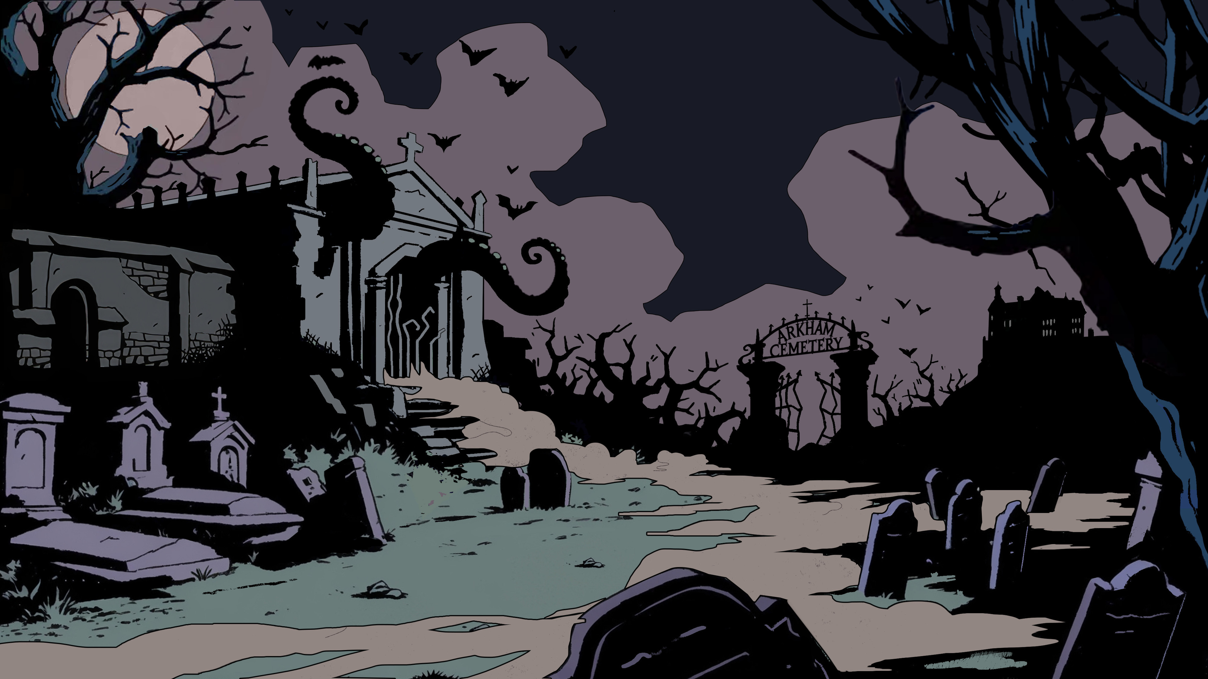 Arkham Cemetery concept by Cosme Lucero