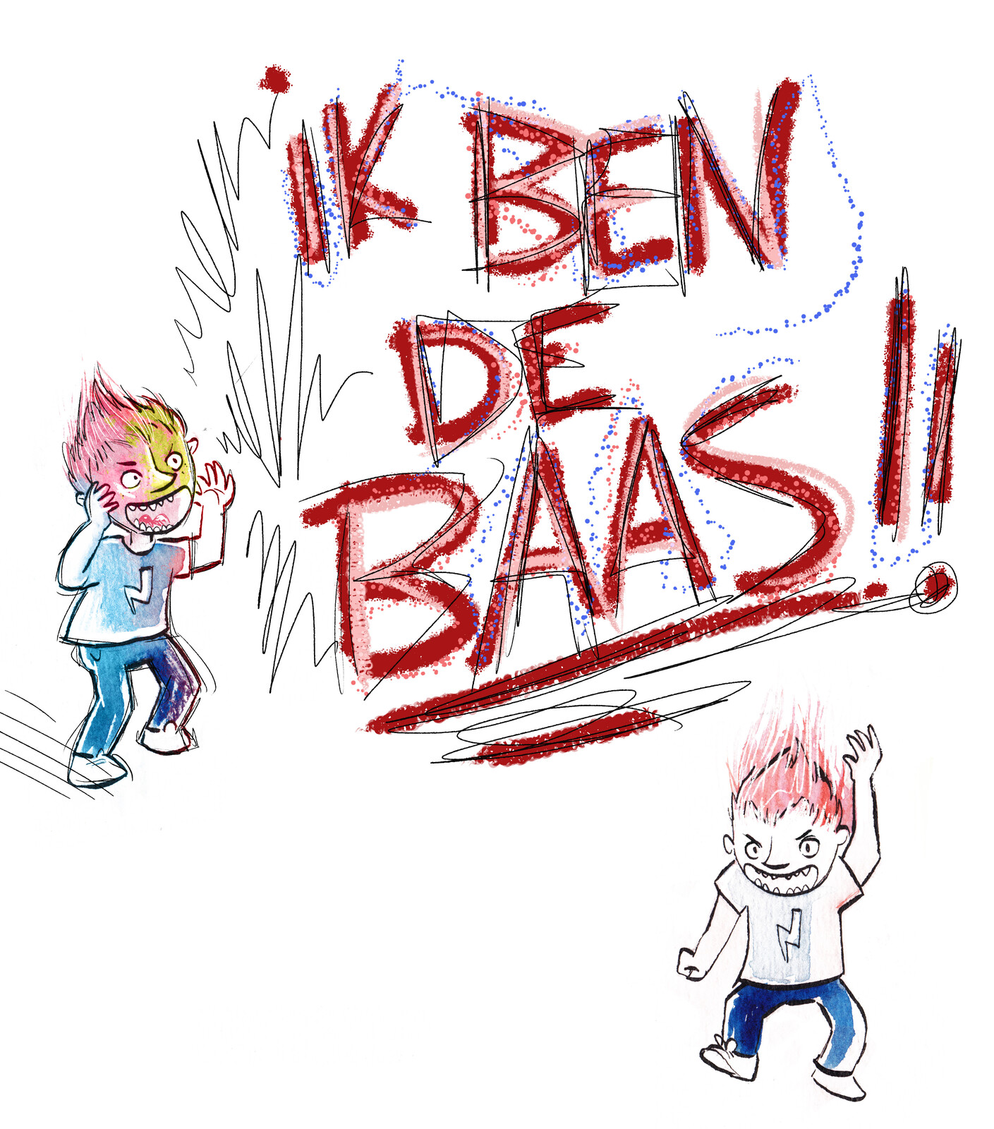 Original first concept drawings for the character. I wanted him to be a little bit of a little demon boy.