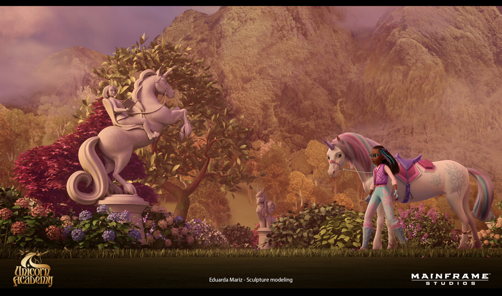 I also modeled the other sculpture in the back of these scene