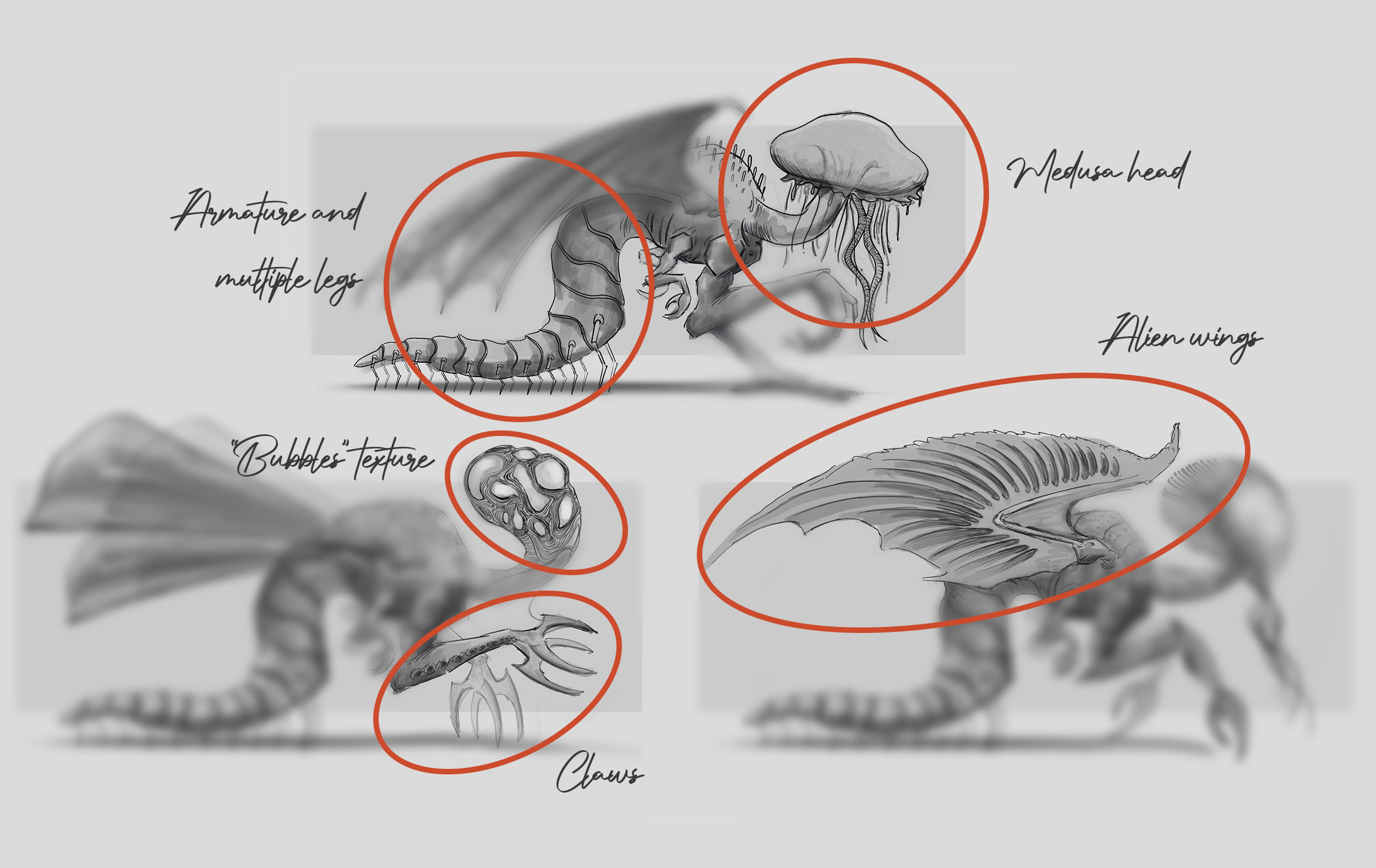 Refinement here meant adding layers of alien logic to the creature´s design.