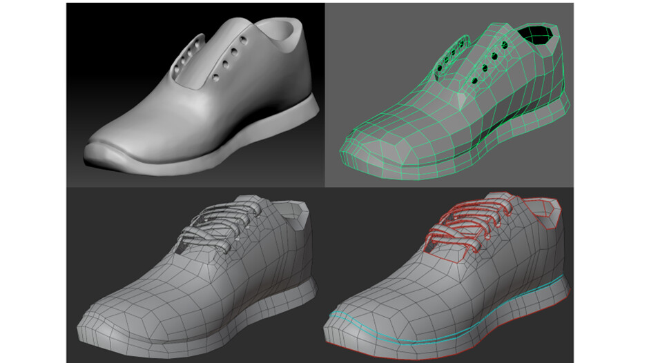 Shoe Retopology and UV Unwrapping