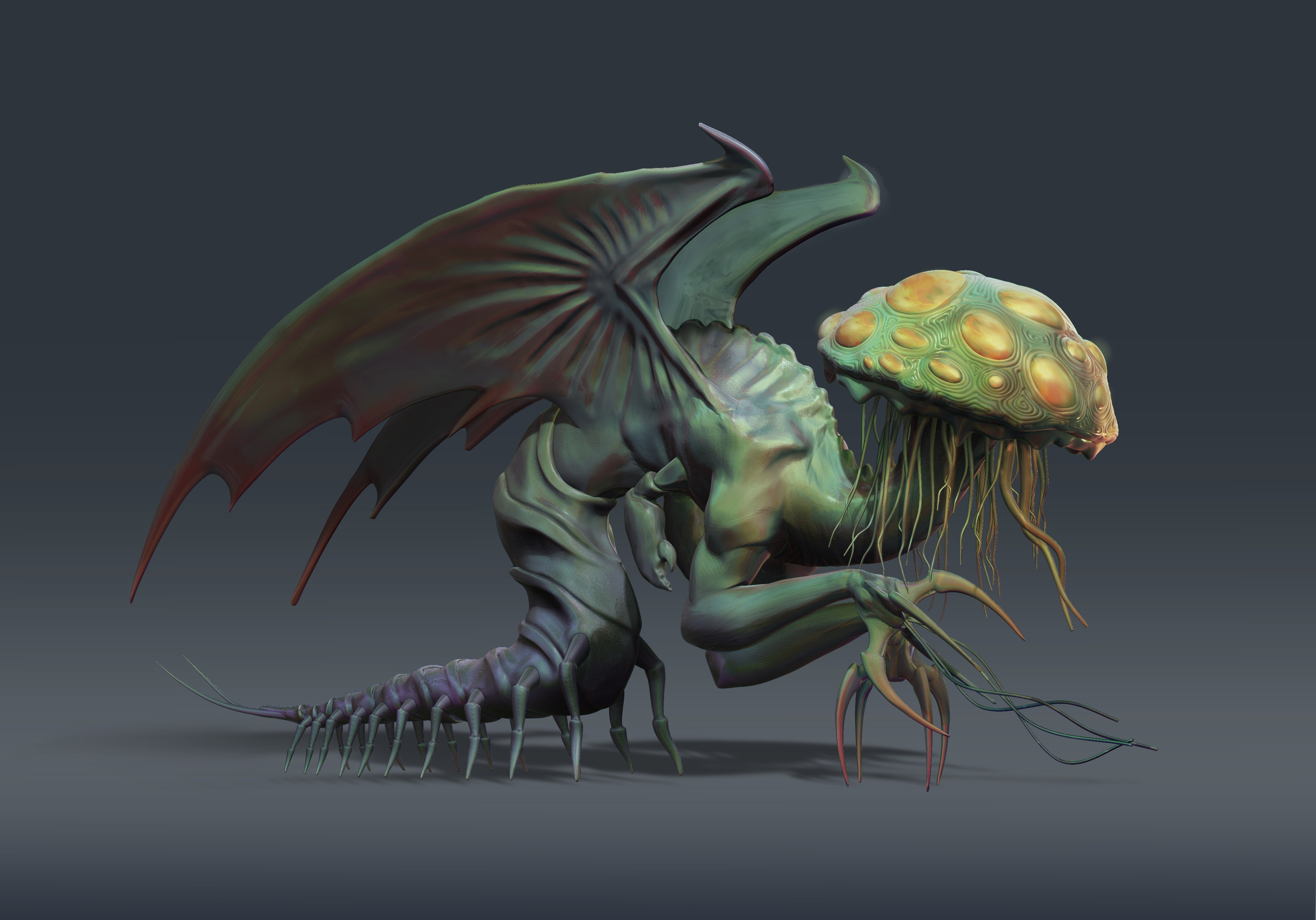 The final phase involved synthetizing the most disturbing anatomical choices and color traits into a cohesive form.