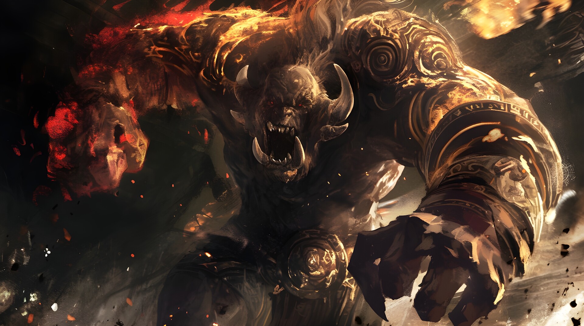 ArtStation - Fire Troll Splash Art D&D