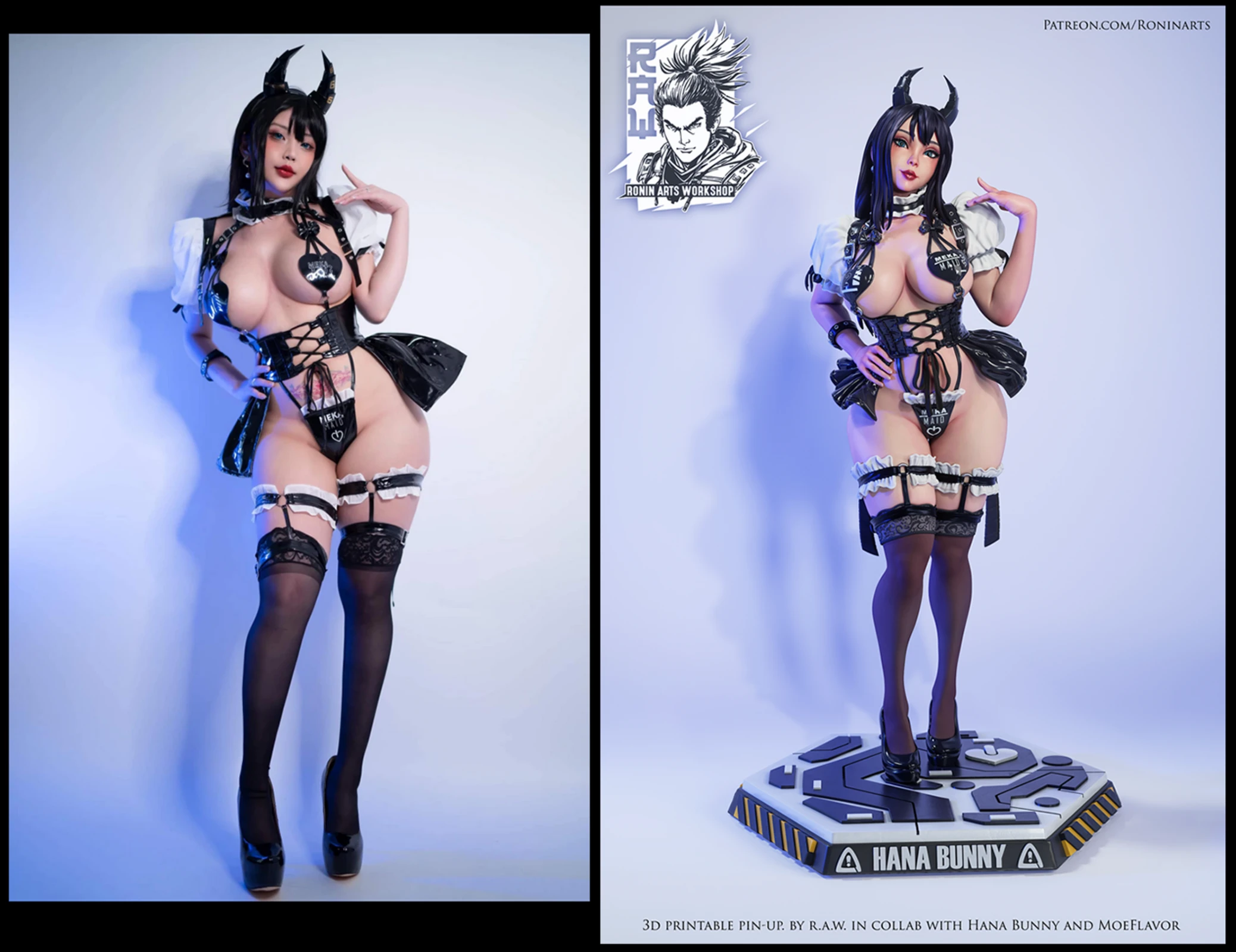 Comparison to the photoref. I wanted to stylize her a bit (Bigger Eyes and other tweaks based on Hana's input) and make a figure that printed well at scale and was painter friendly enough. 